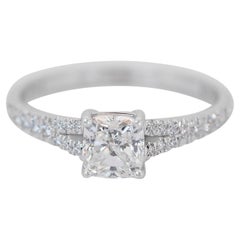 Luminous 1.35ct Diamonds Pave Ring in 18k White Gold - GIA Certified