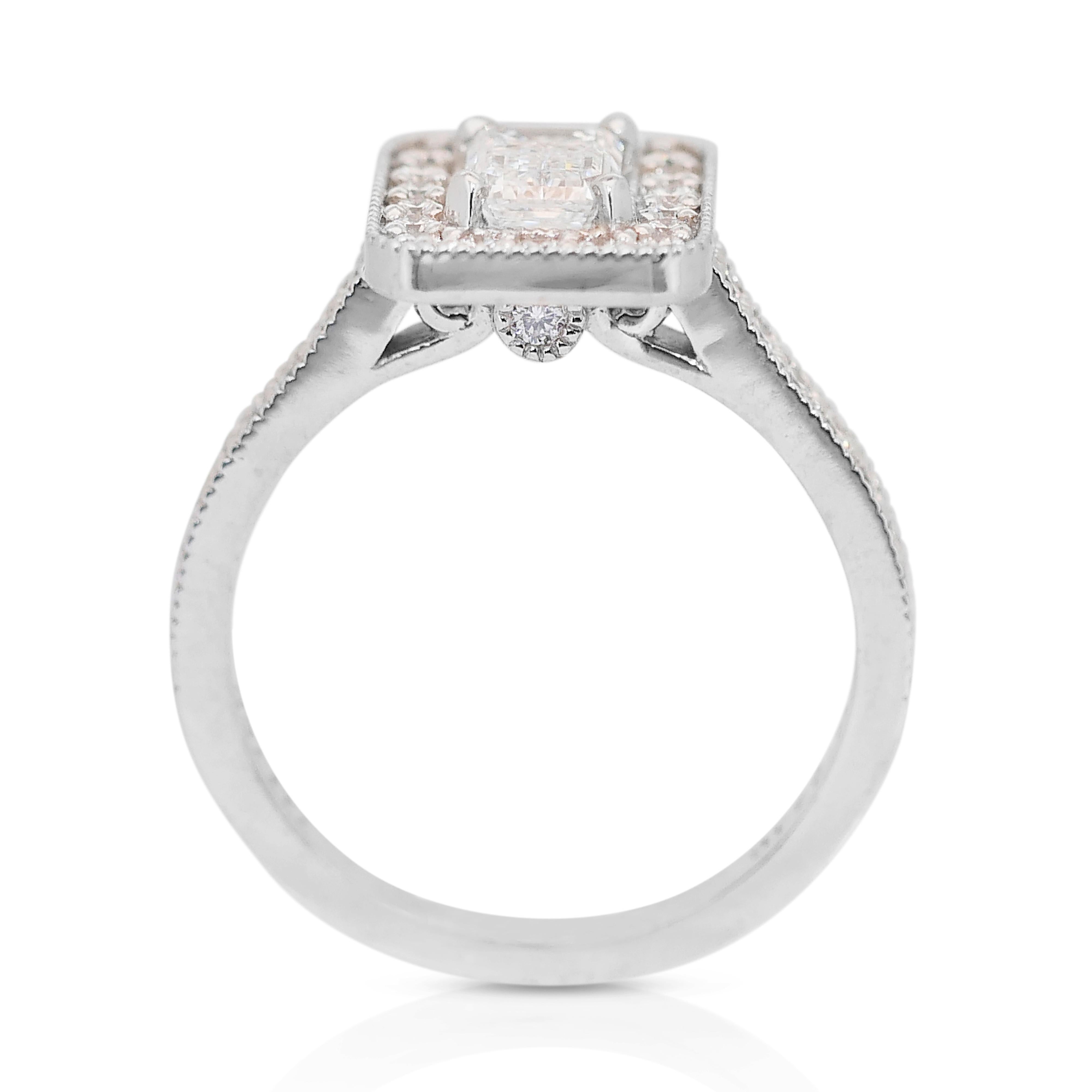 Luminous 1.35ct Double Excellent Ideal Cut Diamonds Halo Ring in 18k White Gold 2