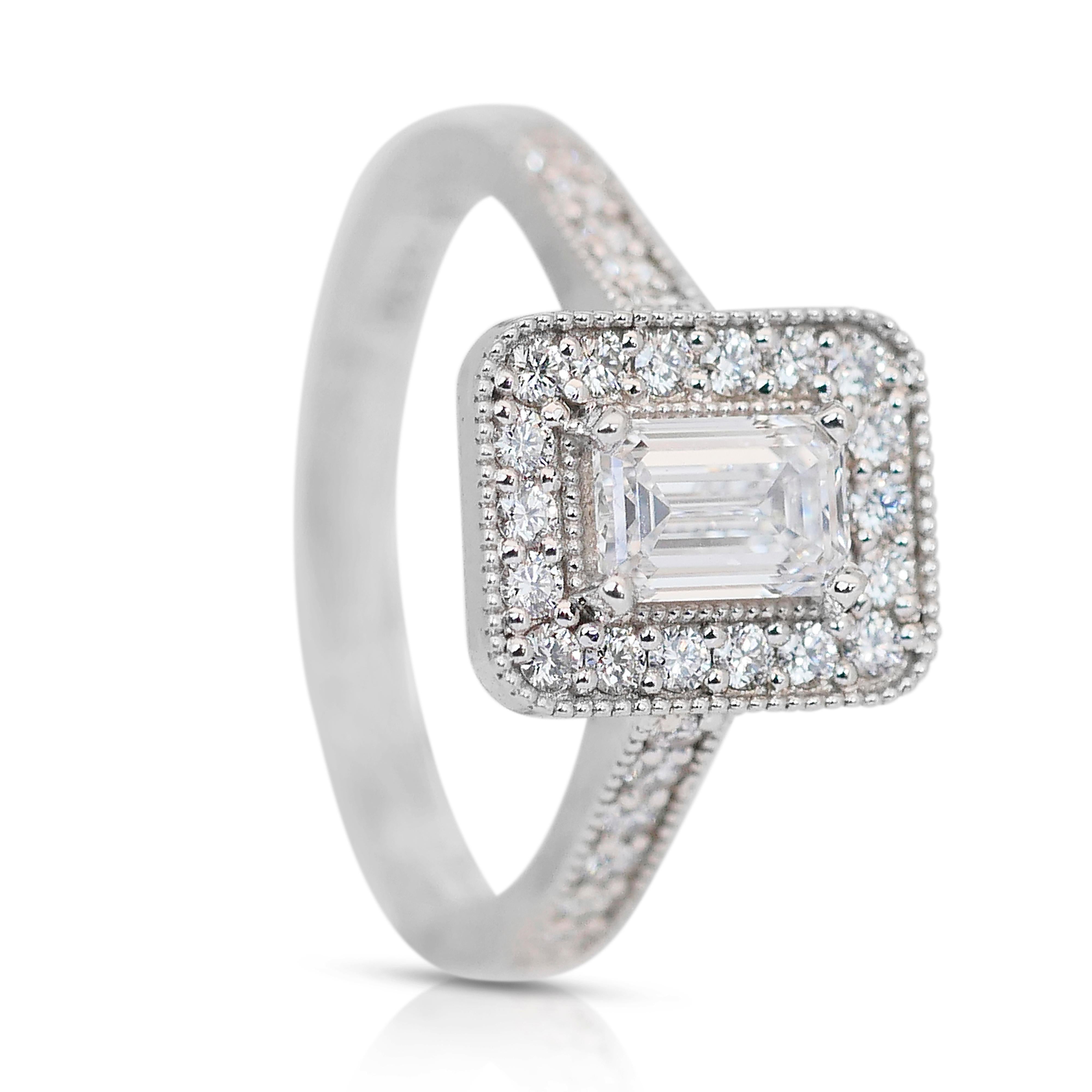 Luminous 1.35ct Double Excellent Ideal Cut Diamonds Halo Ring in 18k White Gold 4
