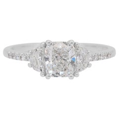 Luminous 1,36ct Diamanten 3-Stein-Ring in 18k Weißgold - GIA zertifiziert