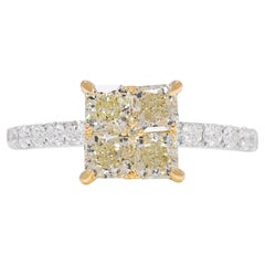 Anello Luminoso con diamante giallo e bianco da 1,37 carati in oro bicolore 18 carati