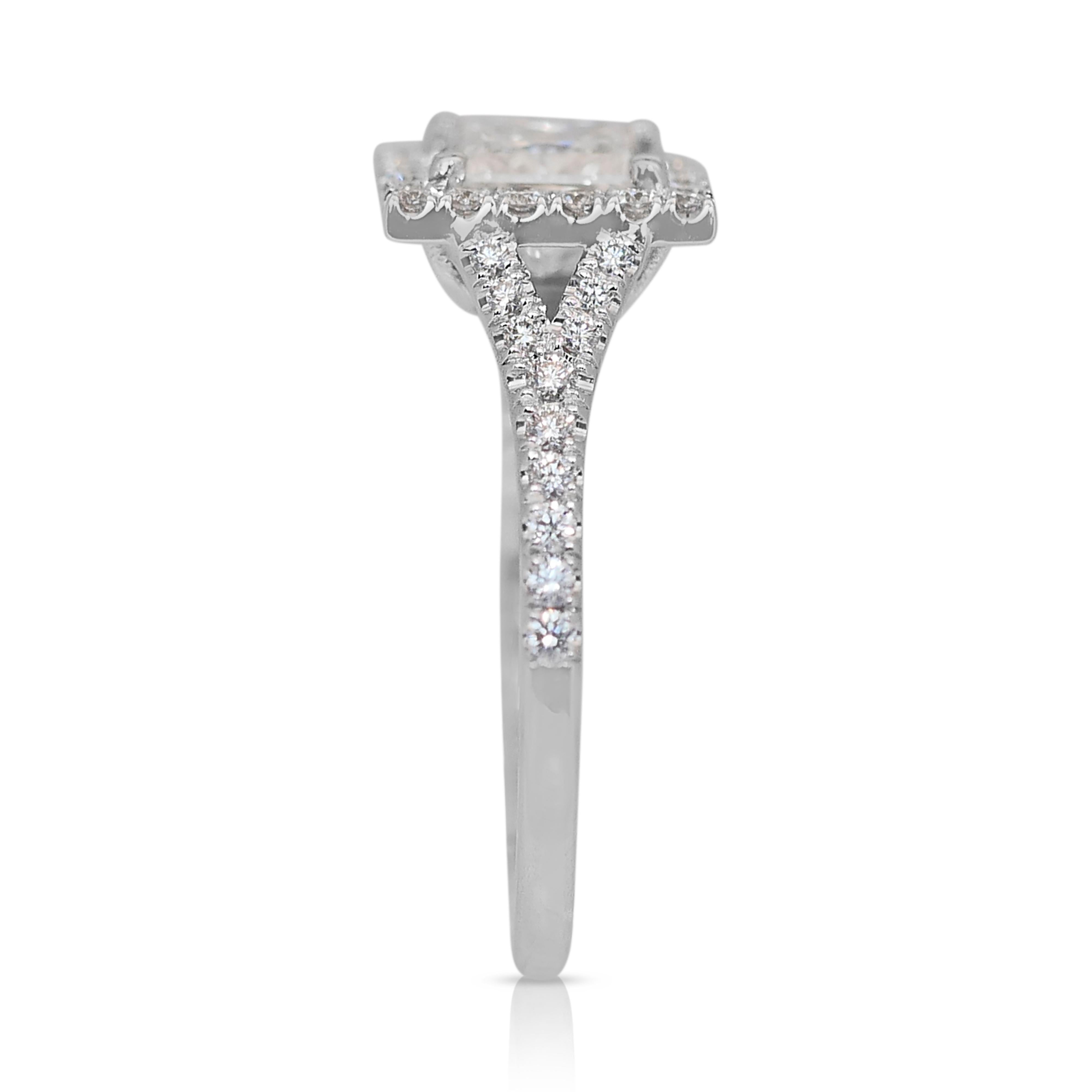 Luminous 1.41ct Diamonds Halo Ring in 18k White Gold - IGI Certified 2