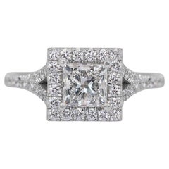 Luminous 1.41ct Diamonds Halo Ring in 18k White Gold - IGI Certified
