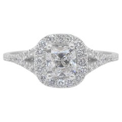 Luminous 1.41ct Diamonds Halo Ring in 18k White Gold - IGI Certified