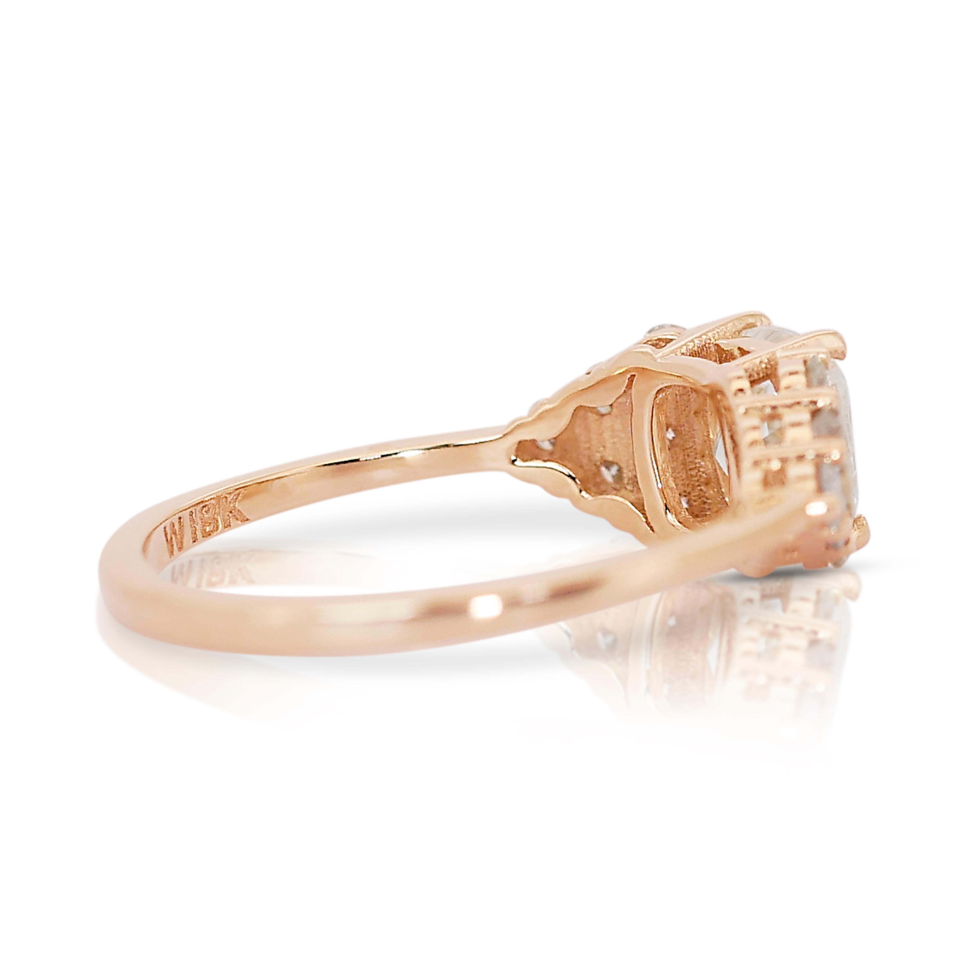 Luminous 1.41ct Diamonds Pave Ring in 18k Yellow Gold - IGI Certified In New Condition For Sale In רמת גן, IL