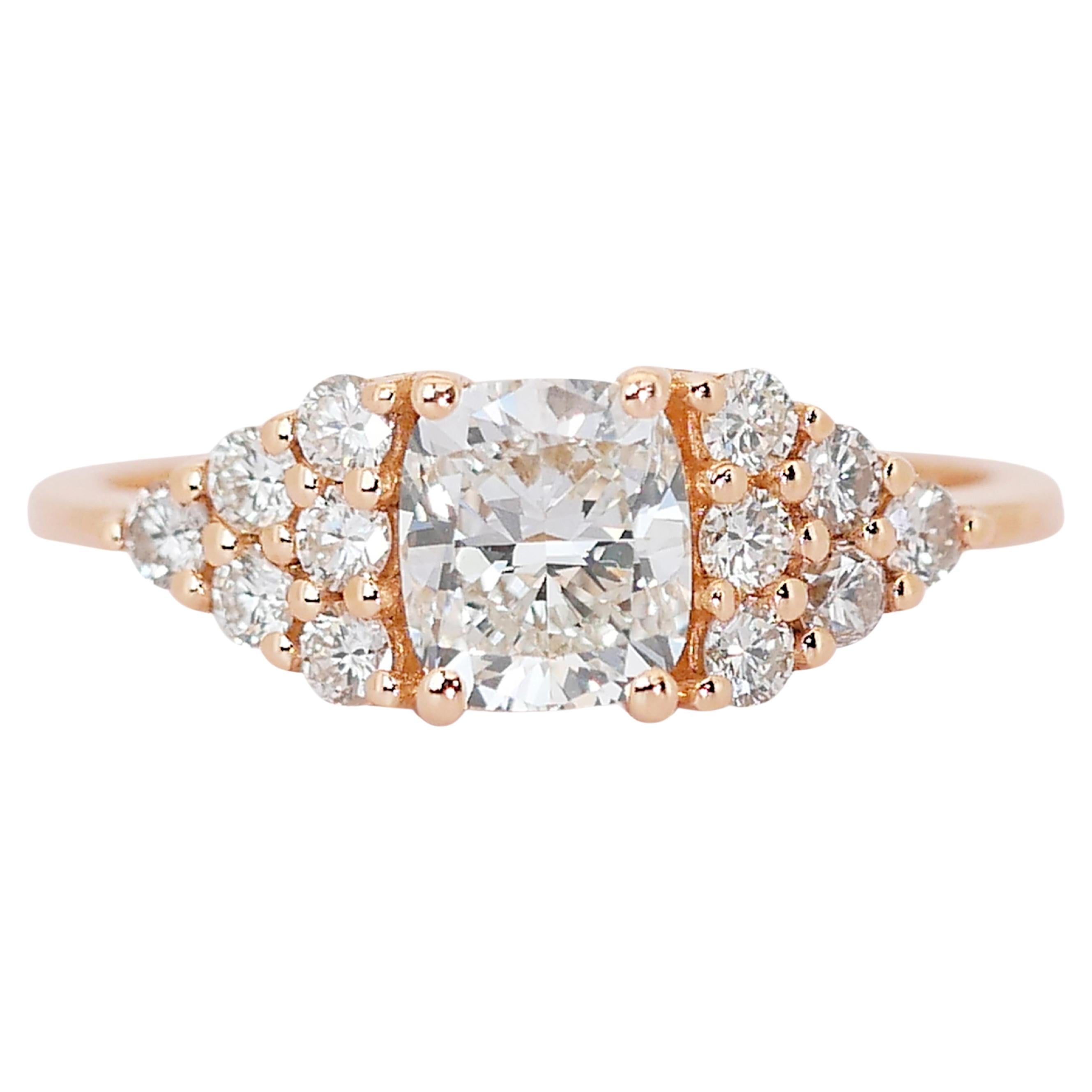 Luminous 1,41 Karat Diamanten Pave-Ring aus 18 Karat Gelbgold - IGI-zertifiziert