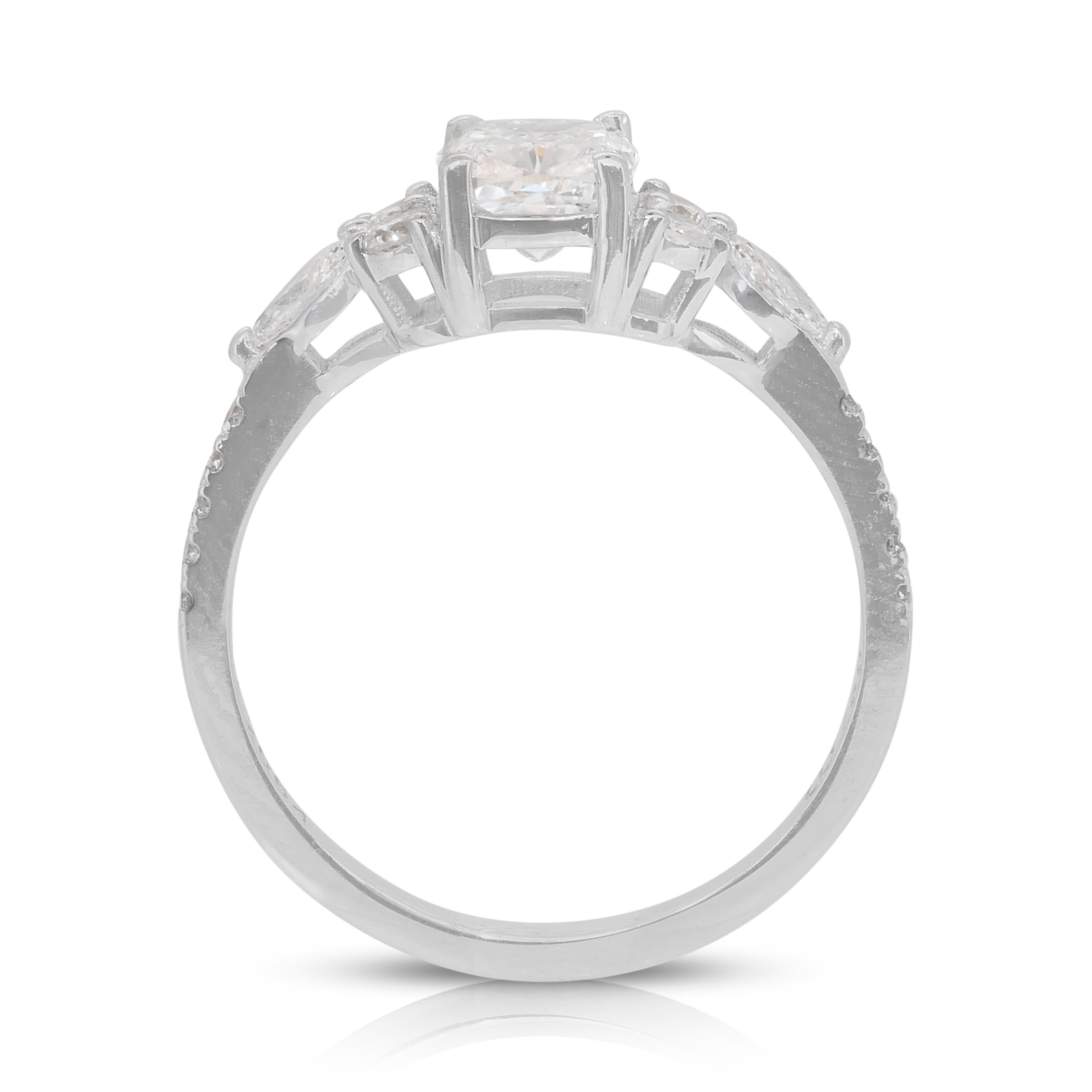 Luminous 1.43ct Diamonds Pave Ring in 18k White Gold - GIA Certified For Sale 4