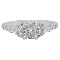 Bague lumineuse pavée de 1,43 carat de diamants en or blanc 18 carats, certifiée GIA