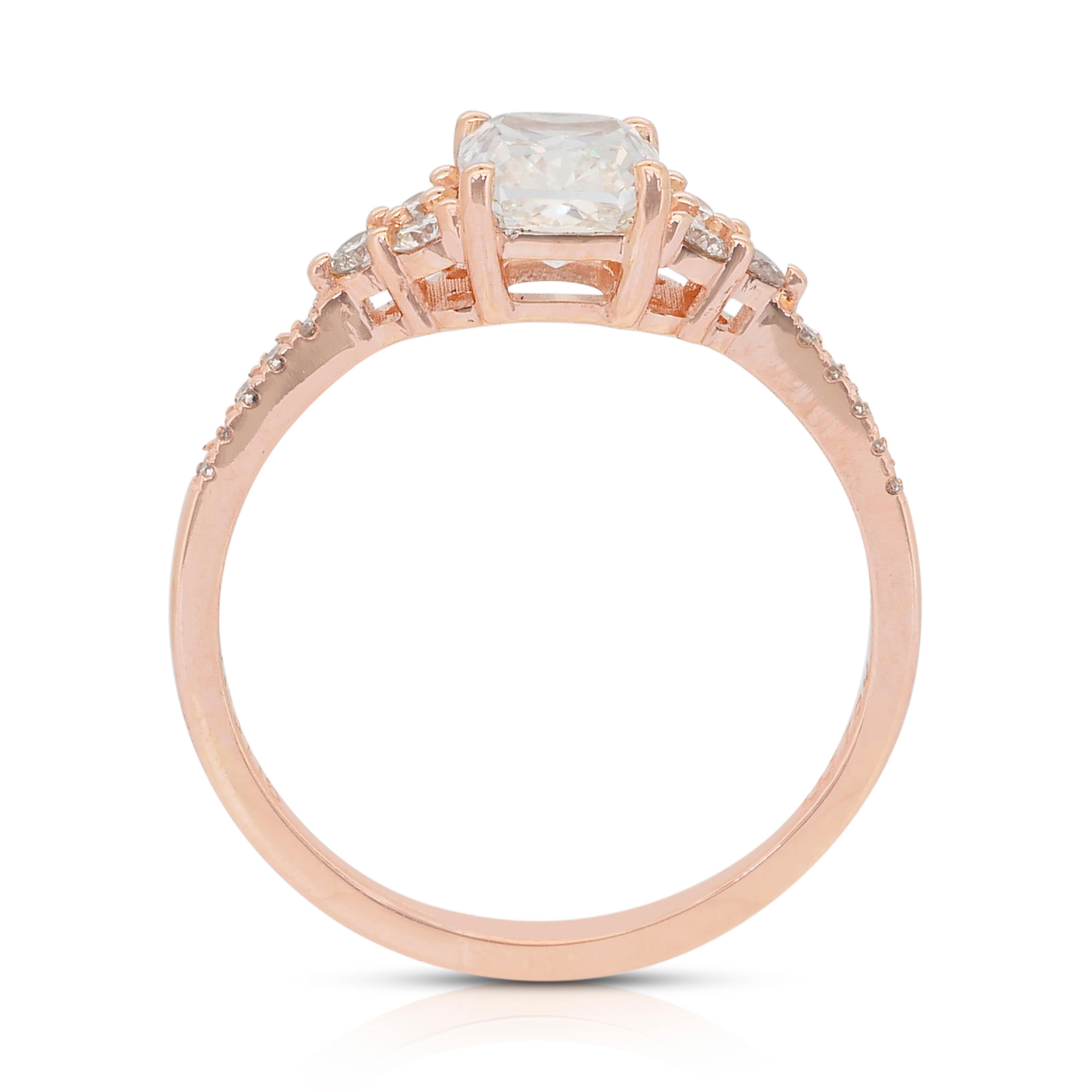 Anello Luminoso con 1,44 carati di diamanti in oro rosa 18k - Certificato IGI in vendita 3
