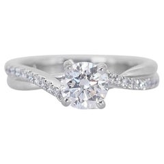 Luminous 1.44ct Triple Excellent Ideal Cut Diamonds Pave Ring in 18k White Gold 