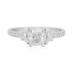 Luminous 1.46ct Diamonds 3-Stone Ring in 18k White Gold - IGI Certified