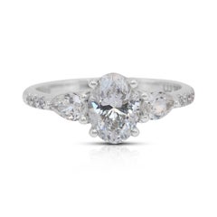 Luminous 1.49ct Diamonds 3-Stone Ring in 18k White Gold - IGI Certified