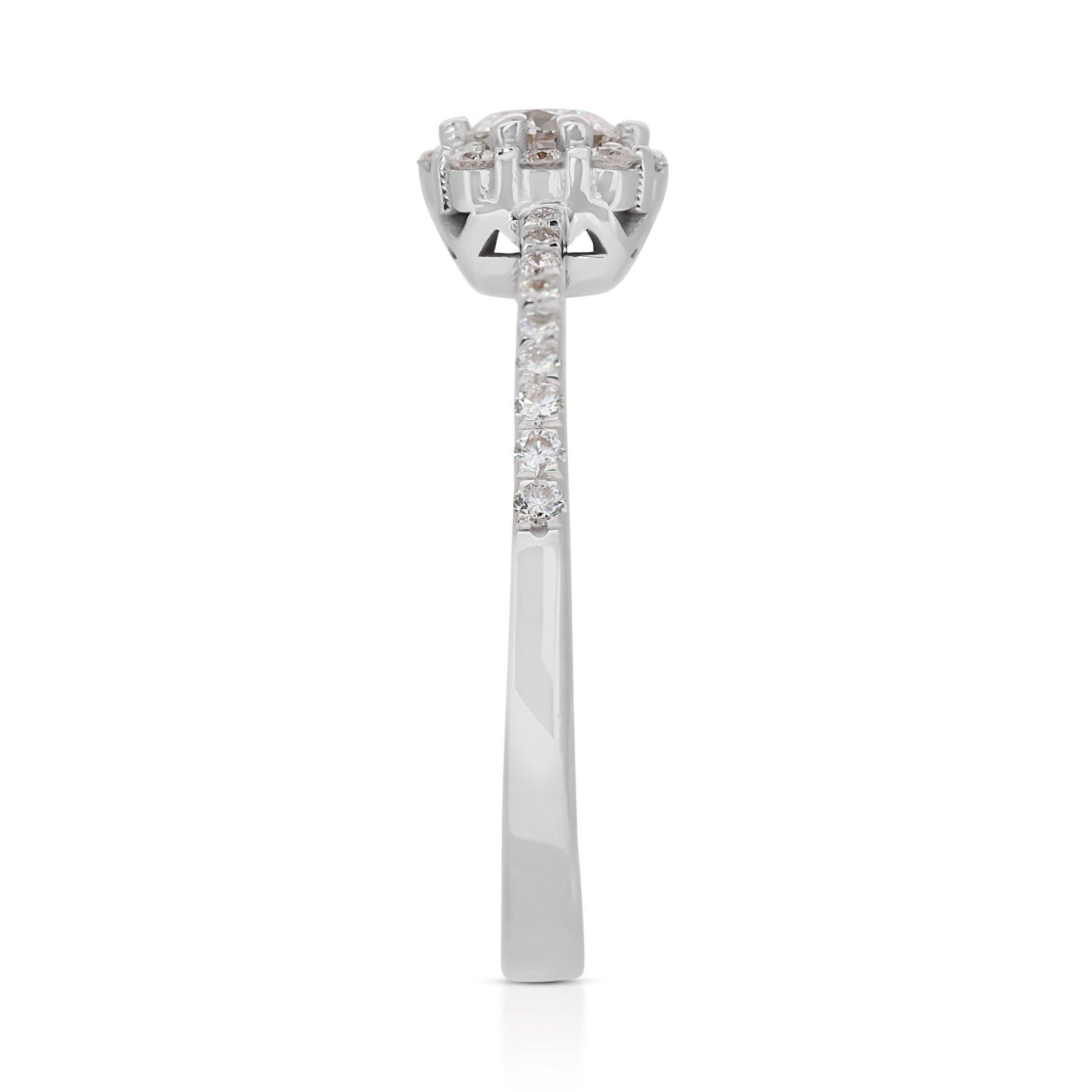 Bague lumineuse en or blanc 14 carats avec halo de diamants naturels de 1,35 carat, certifiée GIA Neuf - En vente à רמת גן, IL