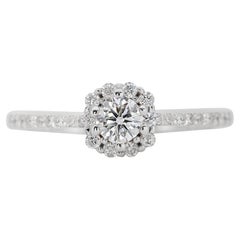 Luminous 14K White Gold Natural Diamond Halo Ring w/1.35ct - GIA Certified