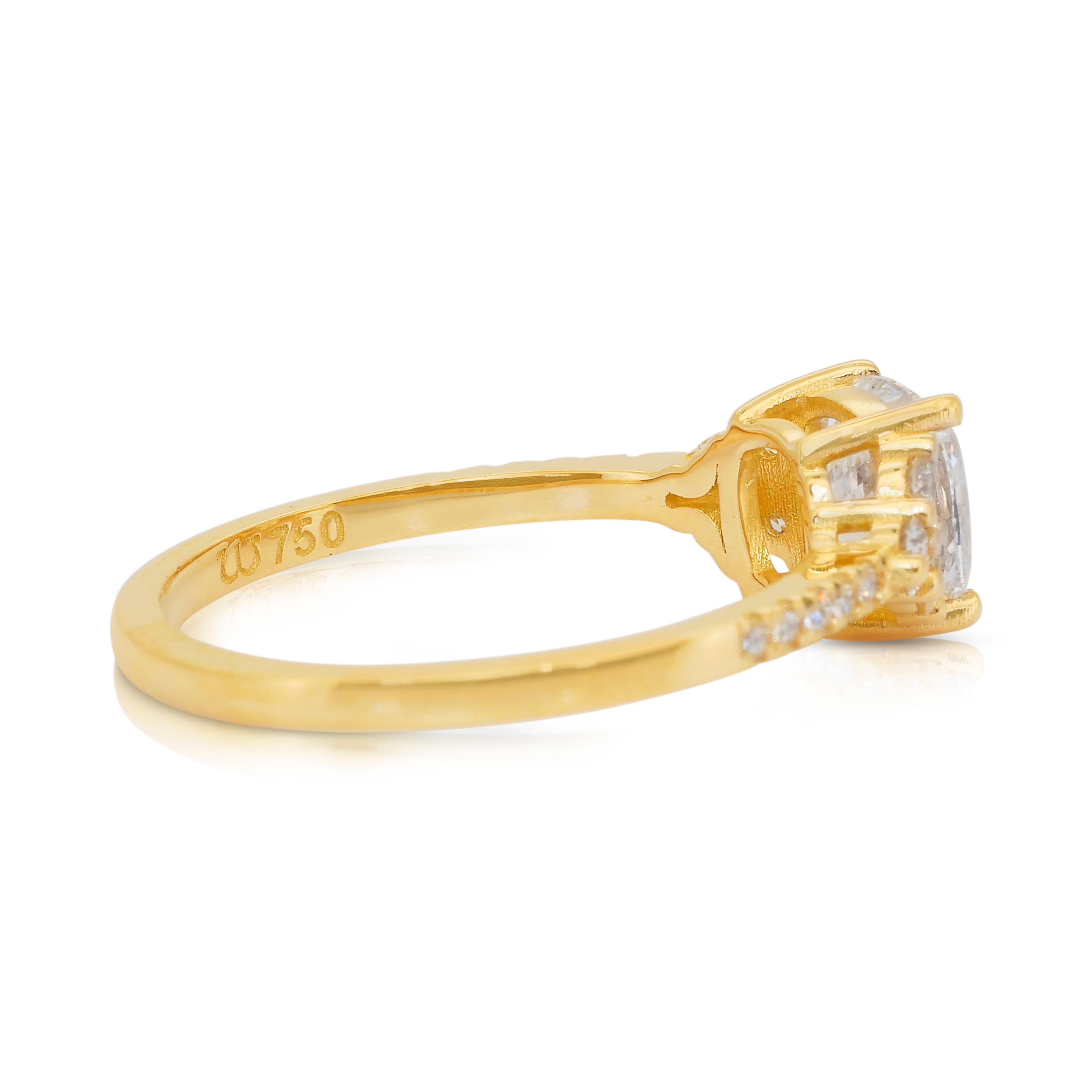 Luminous 1.50ct Diamonds Ring in 18k Yellow Gold - IGI Certified en Nuevo estado para la venta en רמת גן, IL