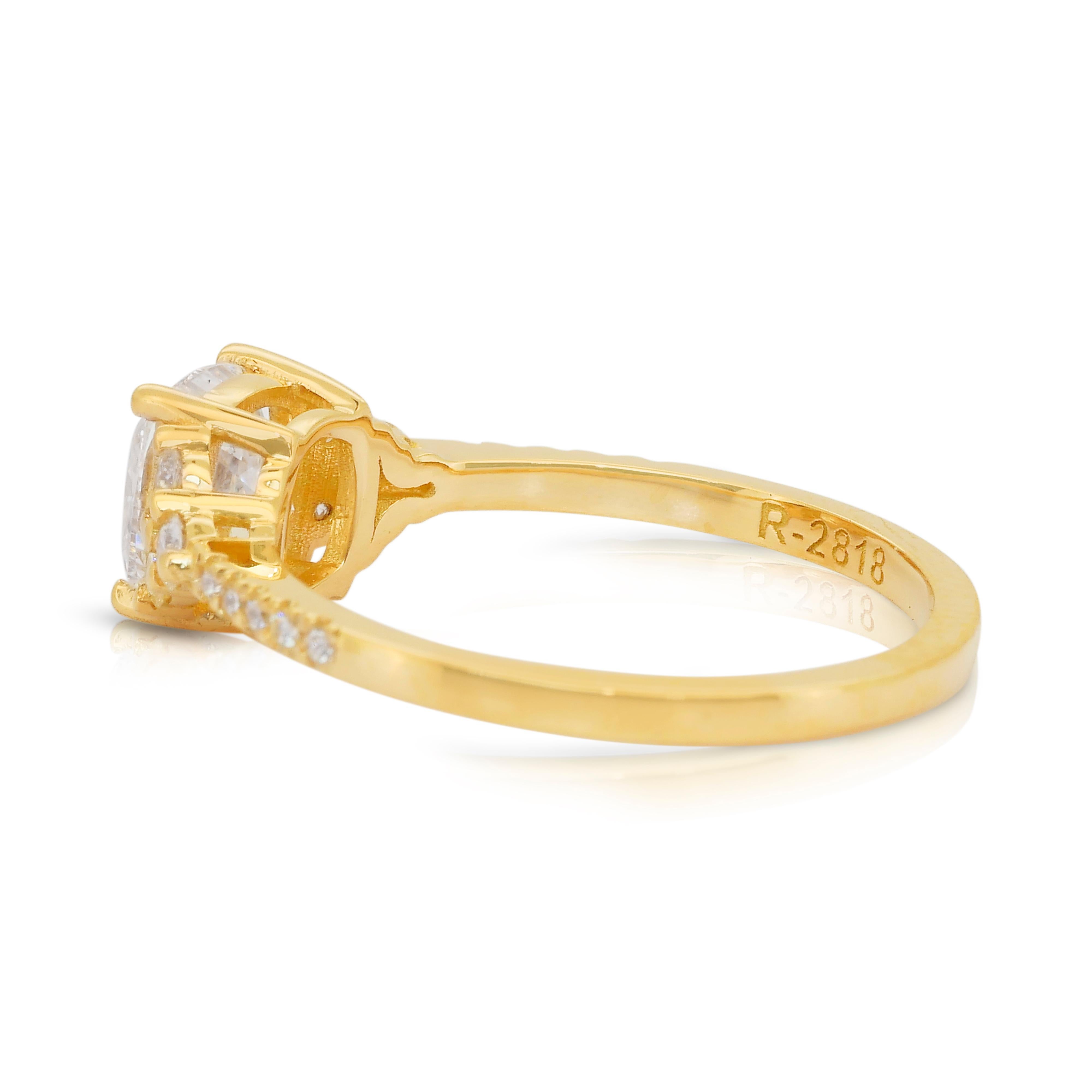 Luminous 1.50ct Diamonds Ring in 18k Yellow Gold - IGI Certified en venta 1