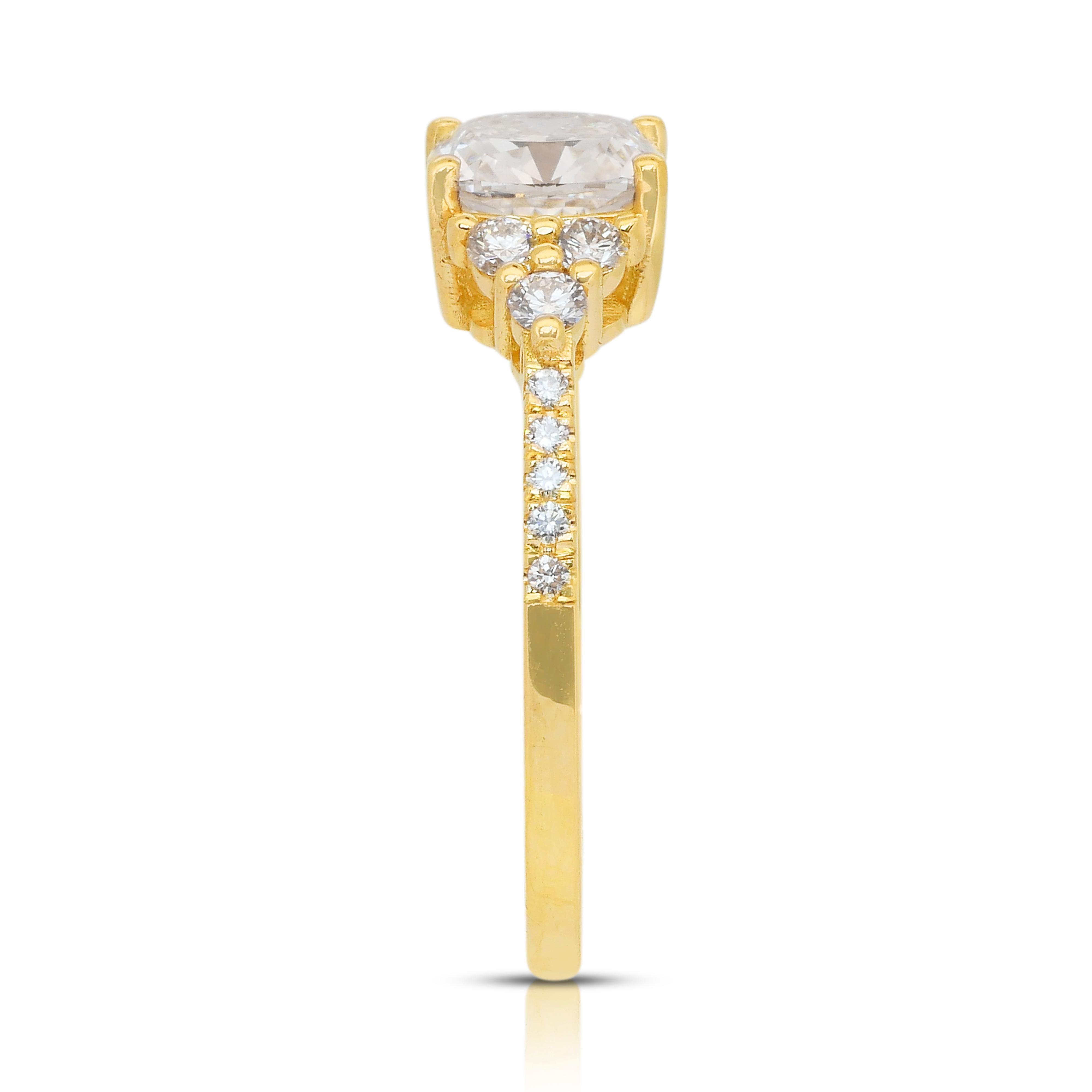 Luminous 1.50ct Diamonds Ring in 18k Yellow Gold - IGI Certified en venta 2