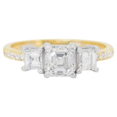 Luminous 1.54ct Diamonds 3-Stone Ring in 18k Yellow & White Gold - IGI Certified
