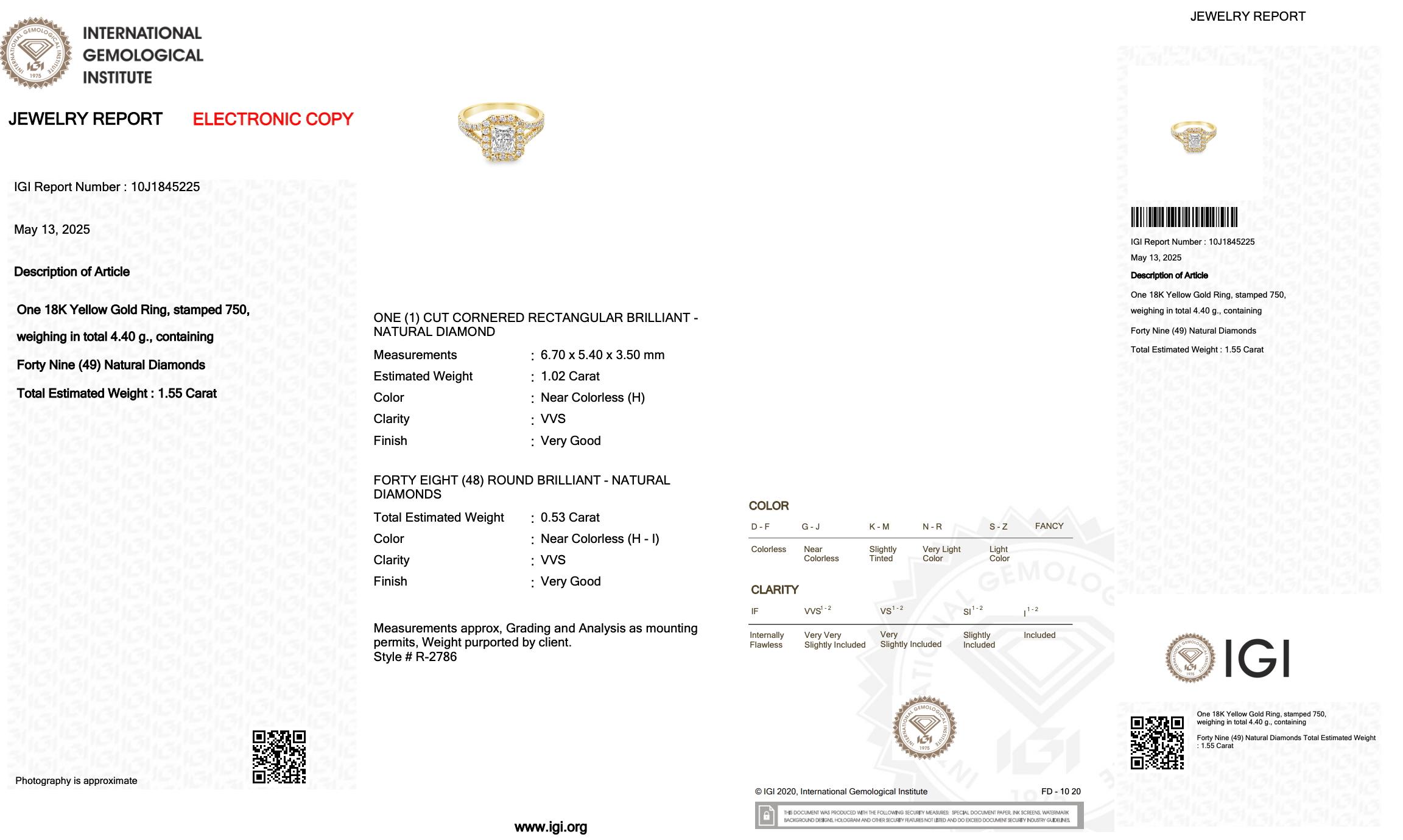 Luminous 1.55ct Diamonds Halo Ring in 18k Yellow Gold - IGI Certified en vente 1