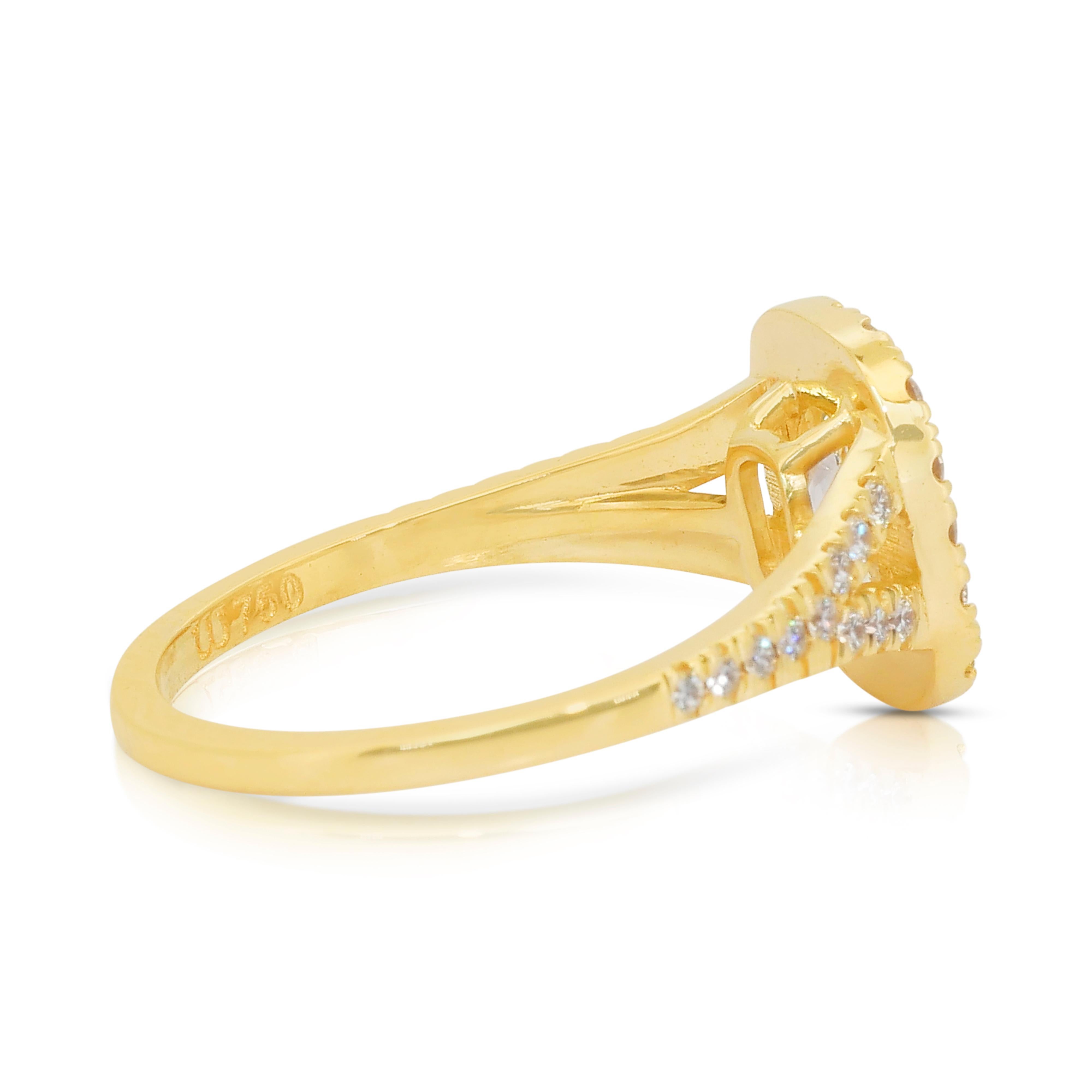 Anello aureola con diamanti Luminous da 1,57 carati in oro giallo 18 carati - Certificato IGI In condizioni Nuovo in vendita a רמת גן, IL