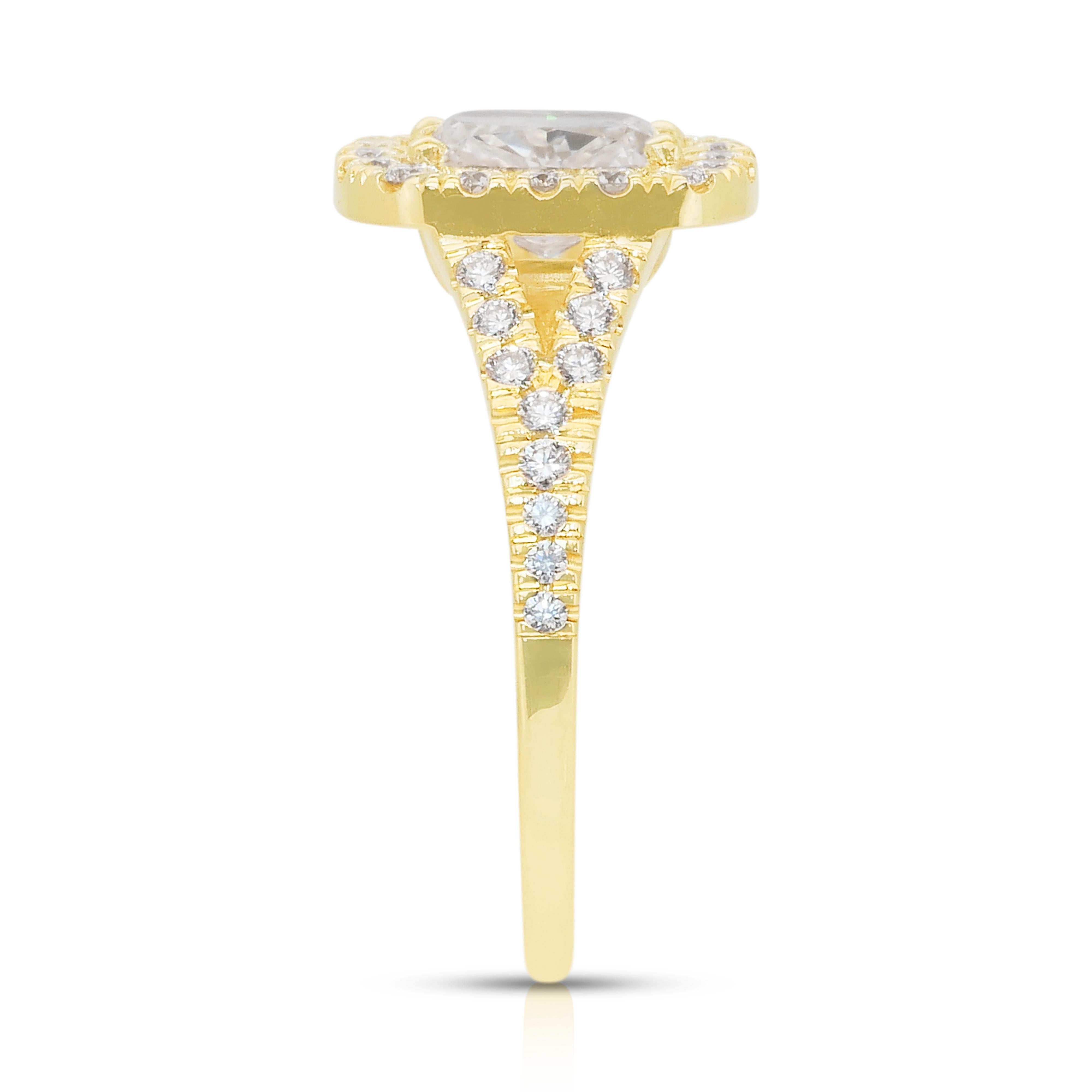 Anello aureola con diamanti Luminous da 1,57 carati in oro giallo 18 carati - Certificato IGI in vendita 2