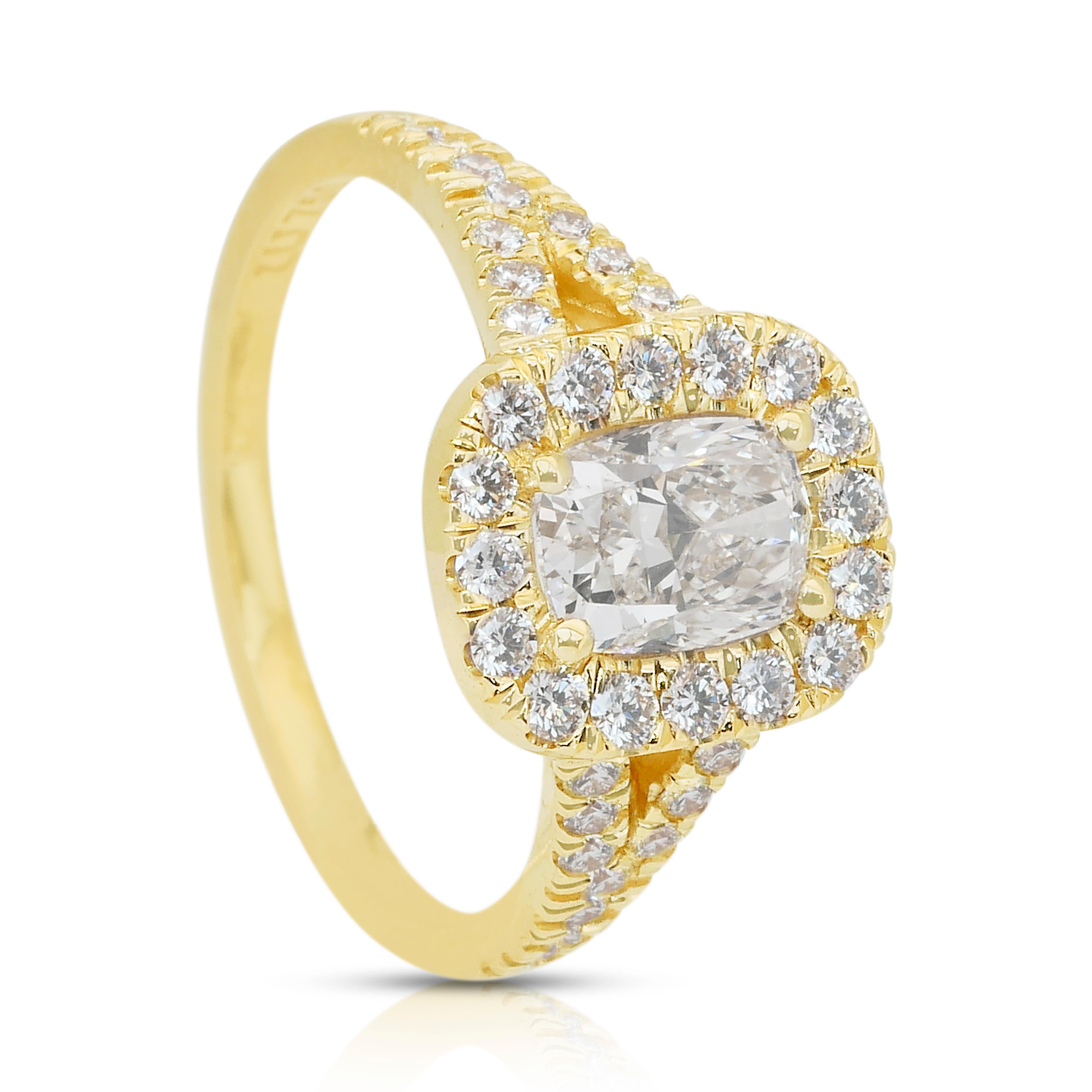 Anello aureola con diamanti Luminous da 1,57 carati in oro giallo 18 carati - Certificato IGI in vendita 3