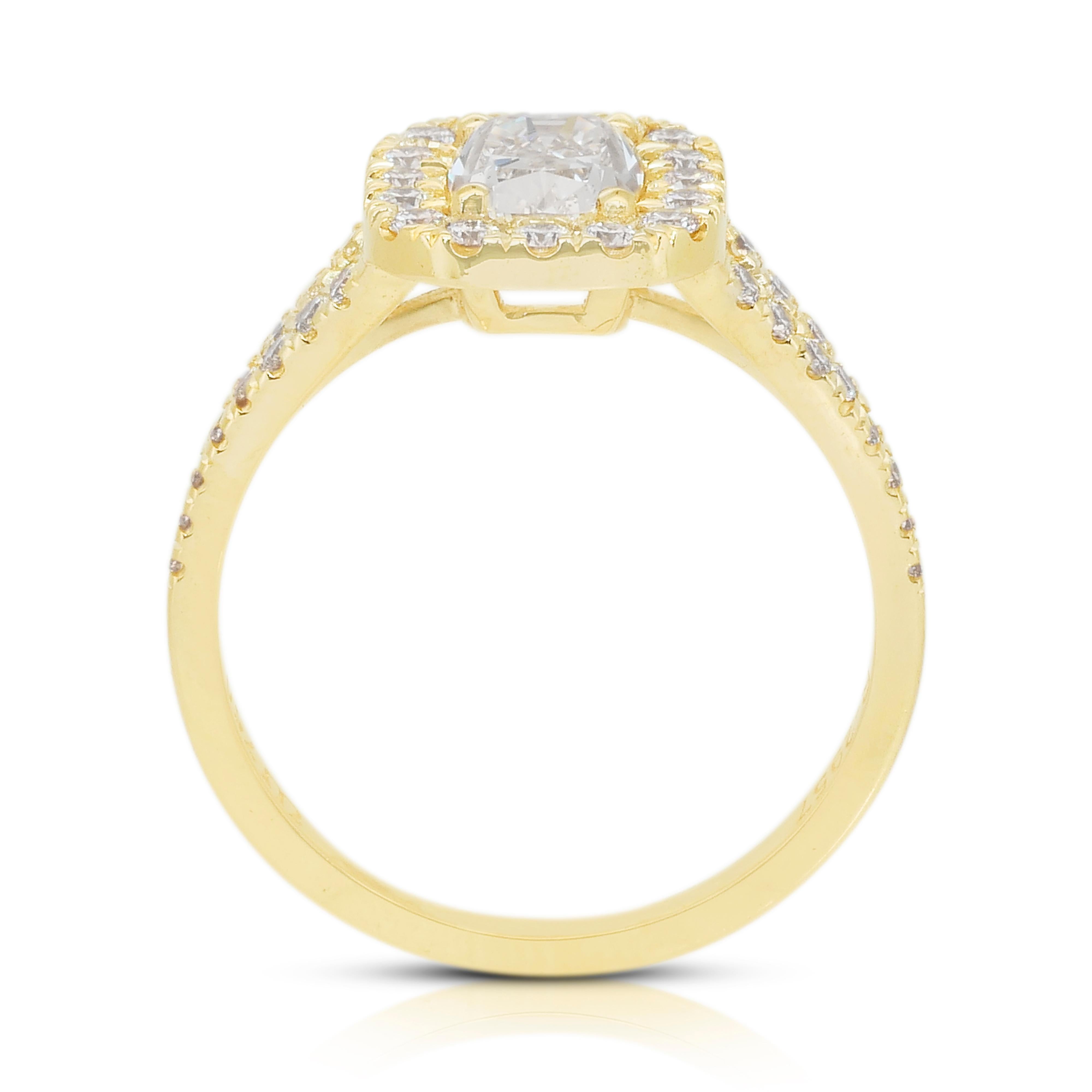 Anello aureola con diamanti Luminous da 1,57 carati in oro giallo 18 carati - Certificato IGI in vendita 4