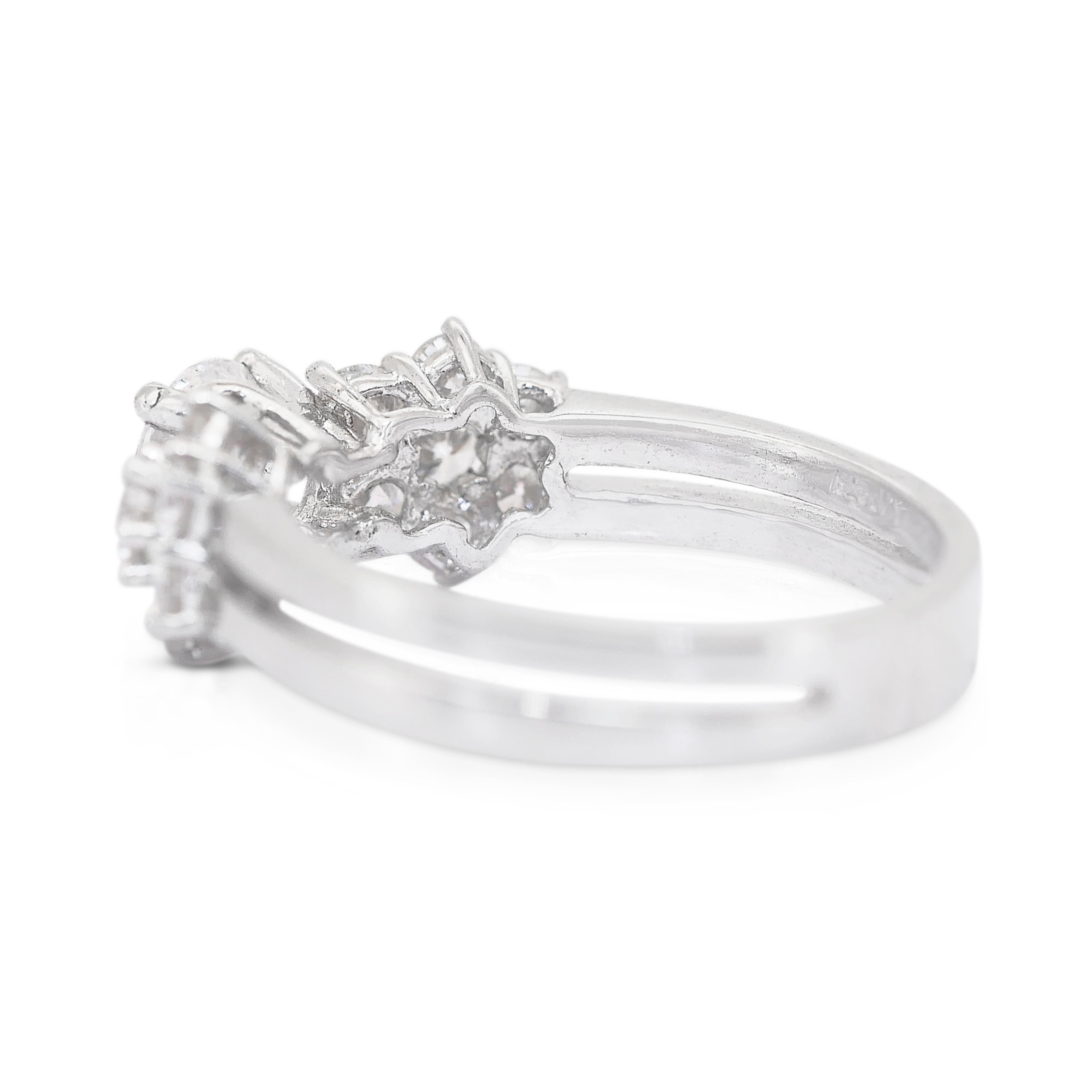 Anello Luminoso con 1,57 carati di diamanti in platino - Certificato GIA in vendita 1