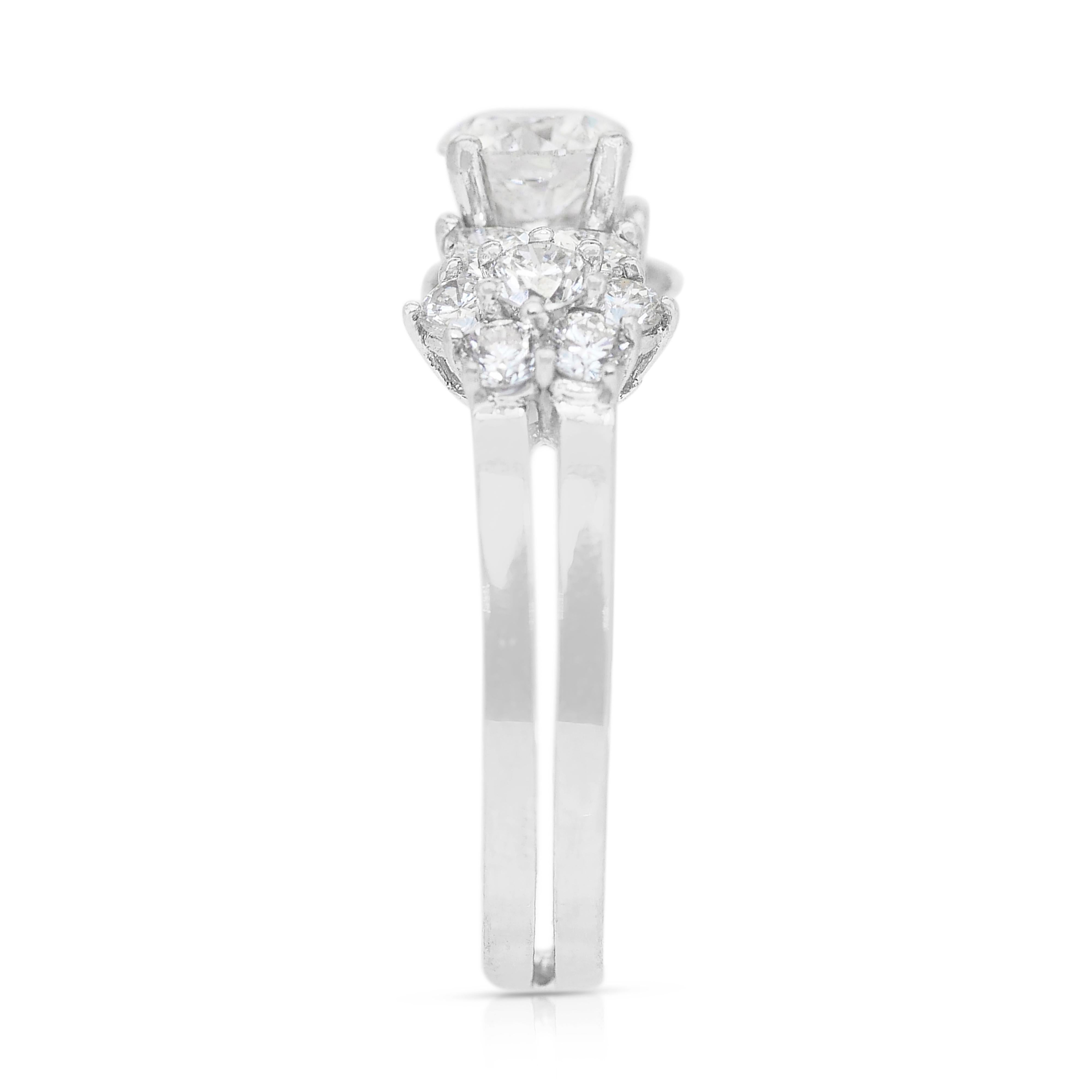Anello Luminoso con 1,57 carati di diamanti in platino - Certificato GIA in vendita 2