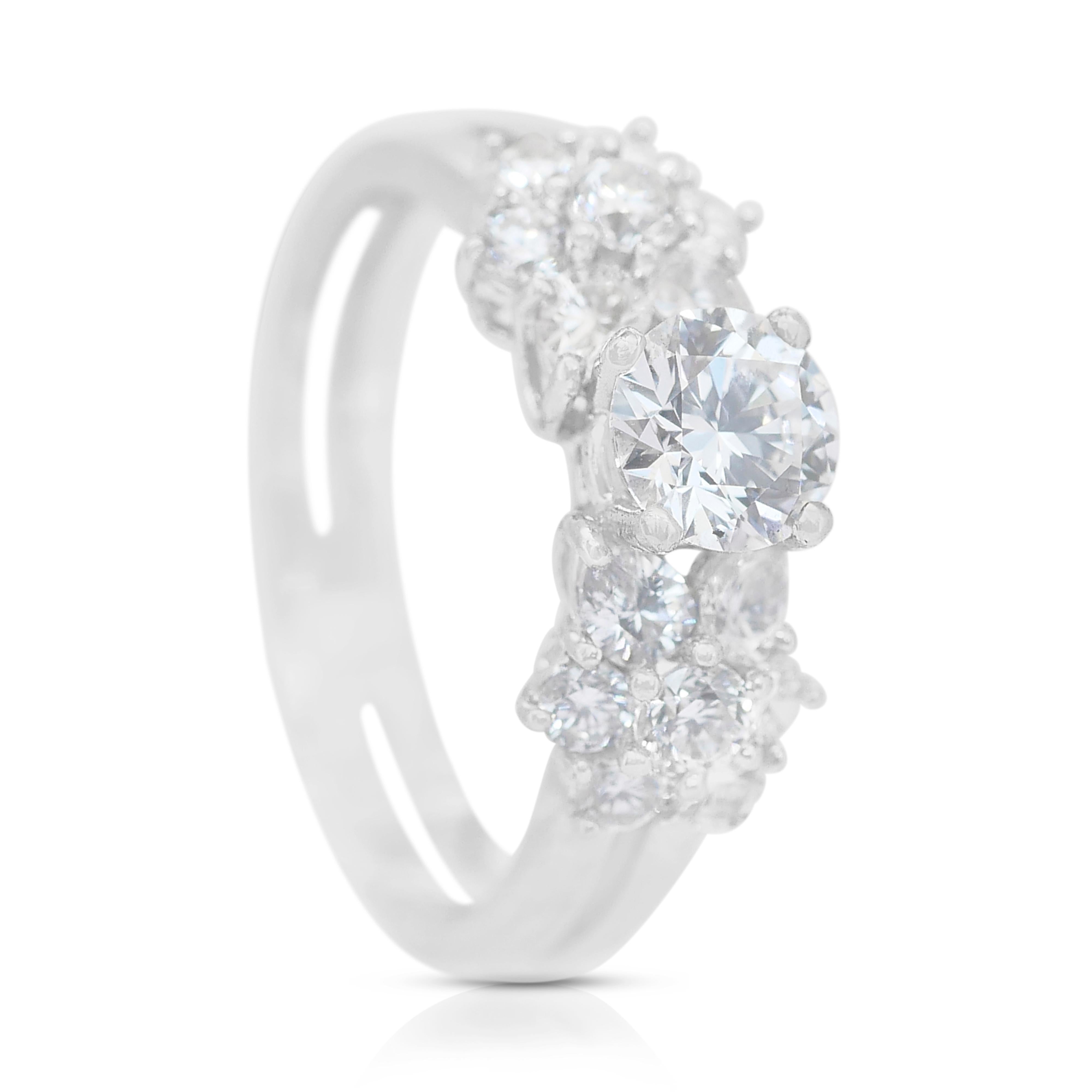 Anello Luminoso con 1,57 carati di diamanti in platino - Certificato GIA in vendita 3