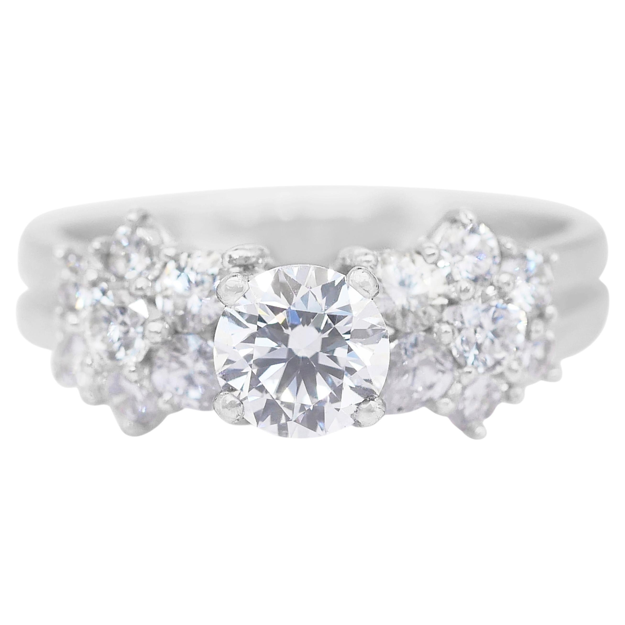 Anello Luminoso con 1,57 carati di diamanti in platino - Certificato GIA