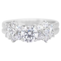 Bague lumineuse en platine avec diamants 1,57 carat certifiée GIA