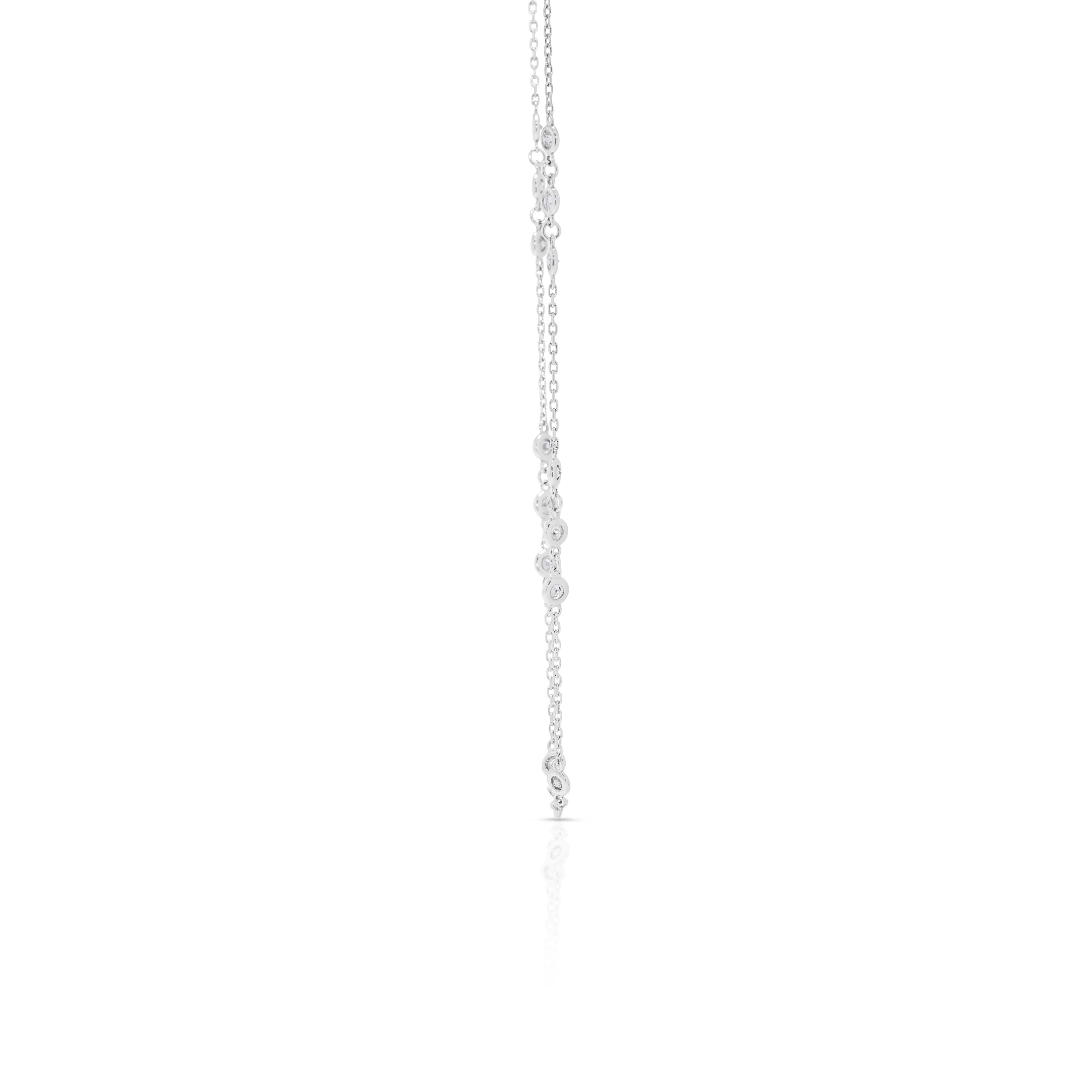 Round Cut Luminous 1.5ct Natural Diamond Necklace in 14K White Gold For Sale