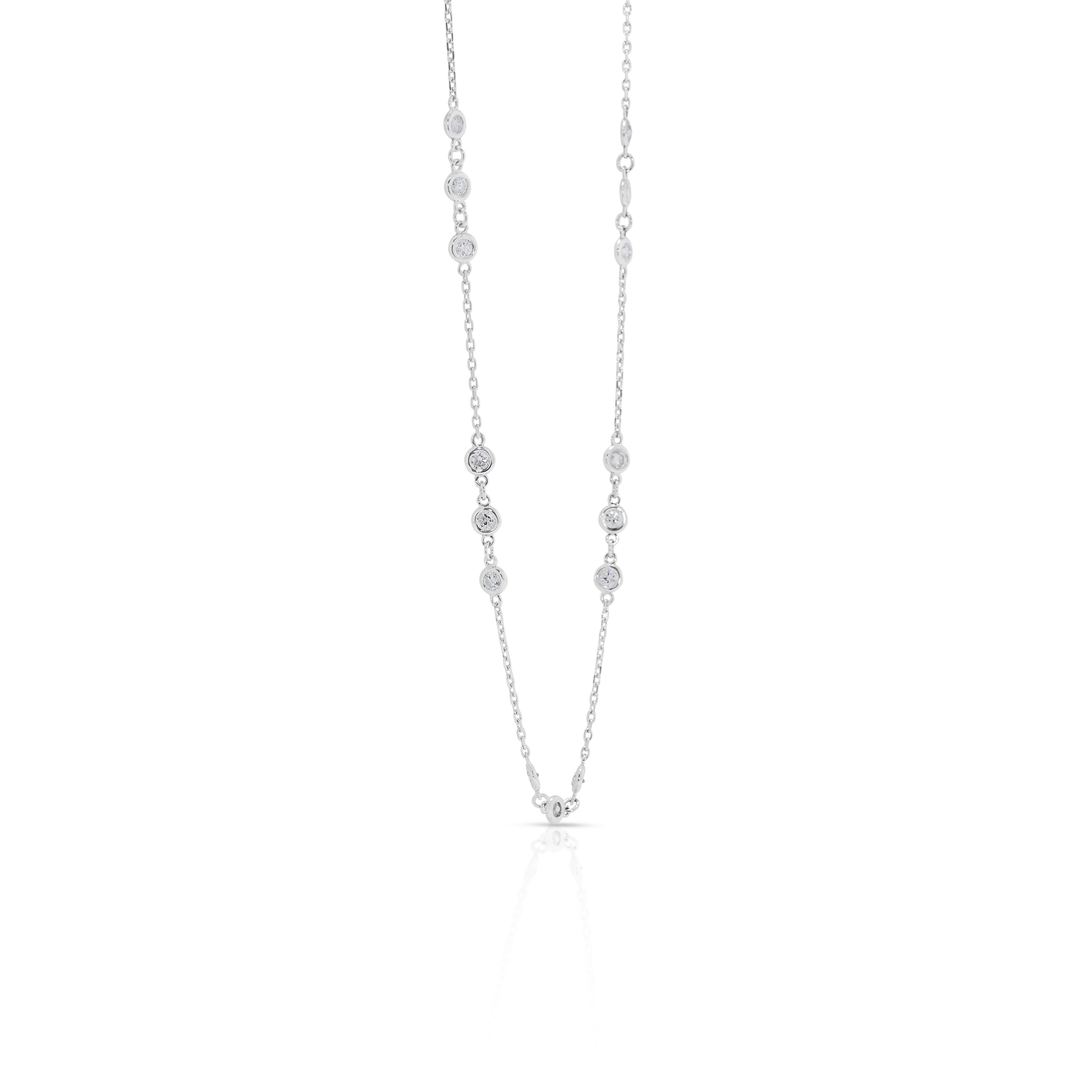 Women's Luminous 1.5ct Natural Diamond Necklace in 14K White Gold For Sale
