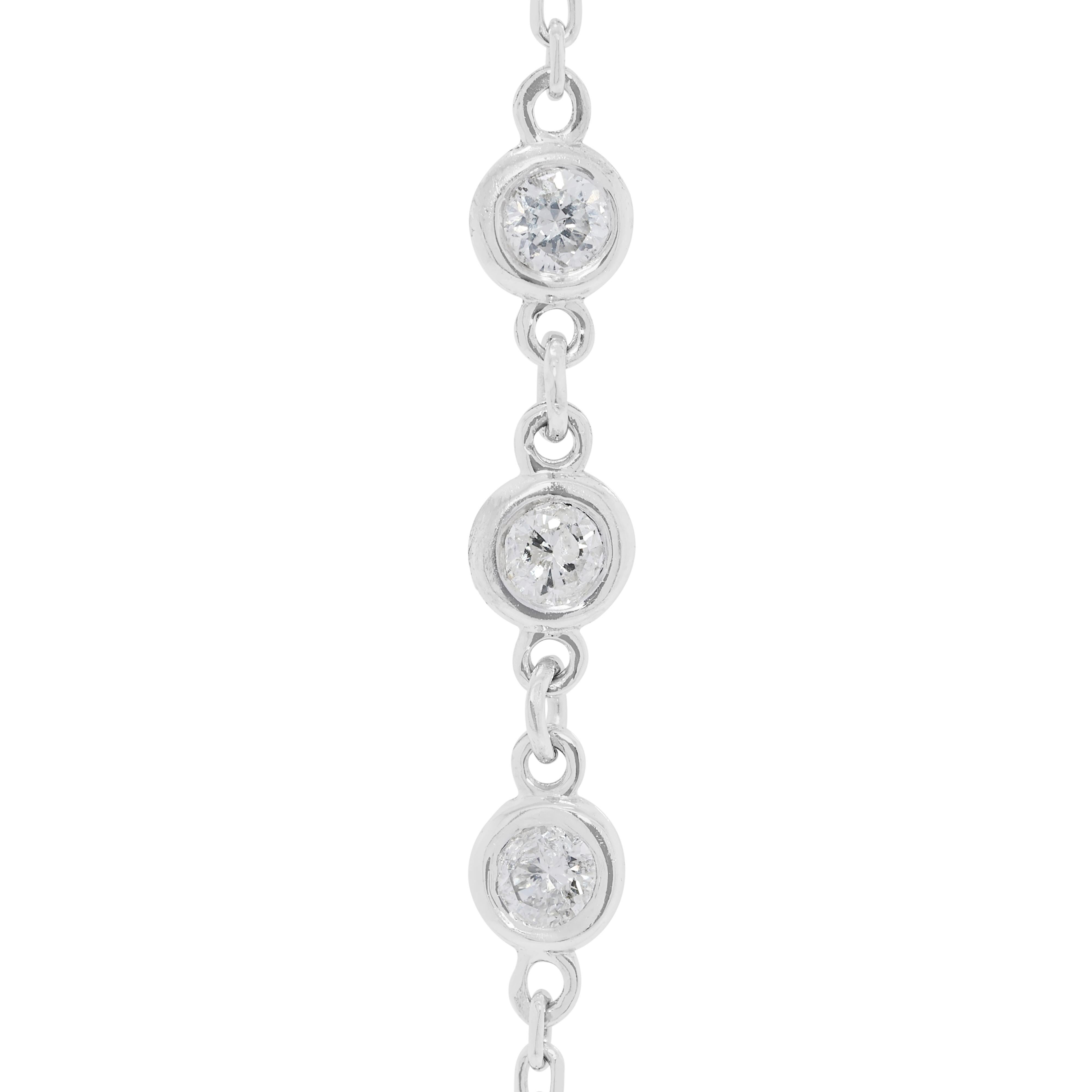 Luminous 1.5ct Natural Diamond Necklace in 14K White Gold For Sale 1
