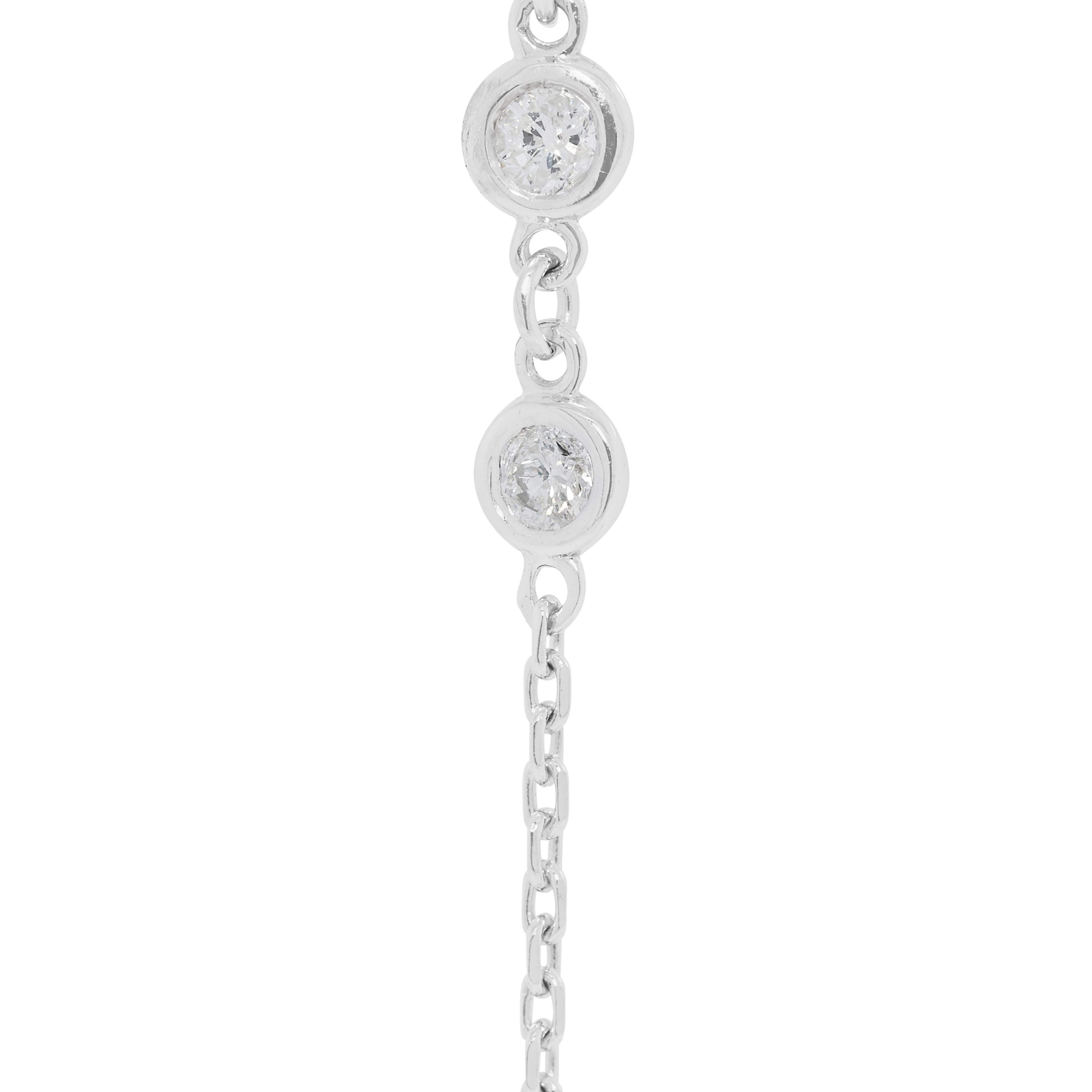 Luminous 1.5ct Natural Diamond Necklace in 14K White Gold For Sale 2