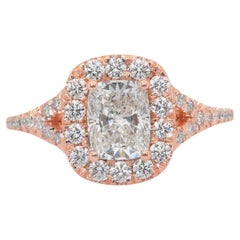 Luminous 1.64ct Diamonds Halo Ring in 18k Rose Gold - IGI Certified