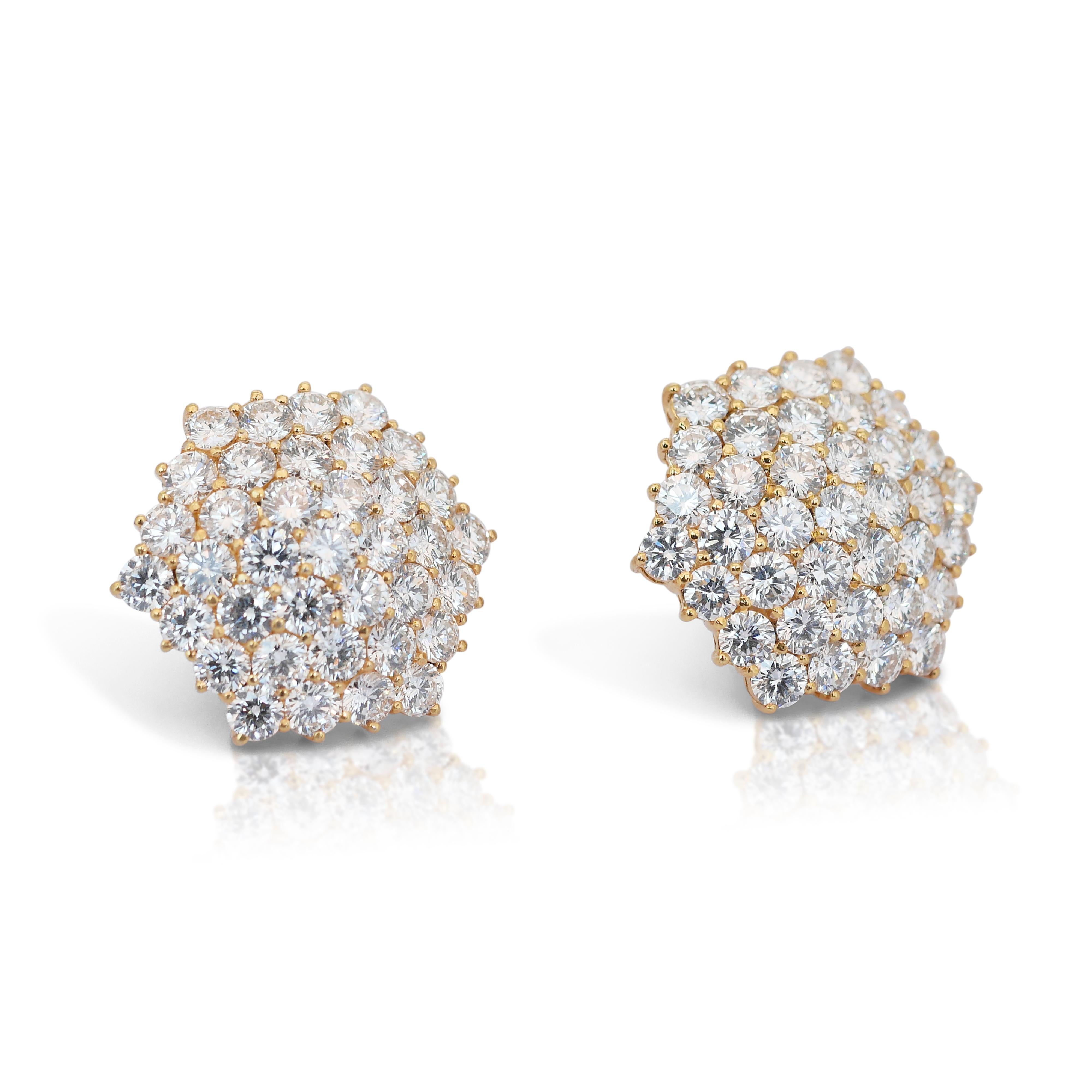 Taglio rotondo Orecchini con diamanti Luminous da 16,73 carati in oro giallo 14k - certificati IGI in vendita