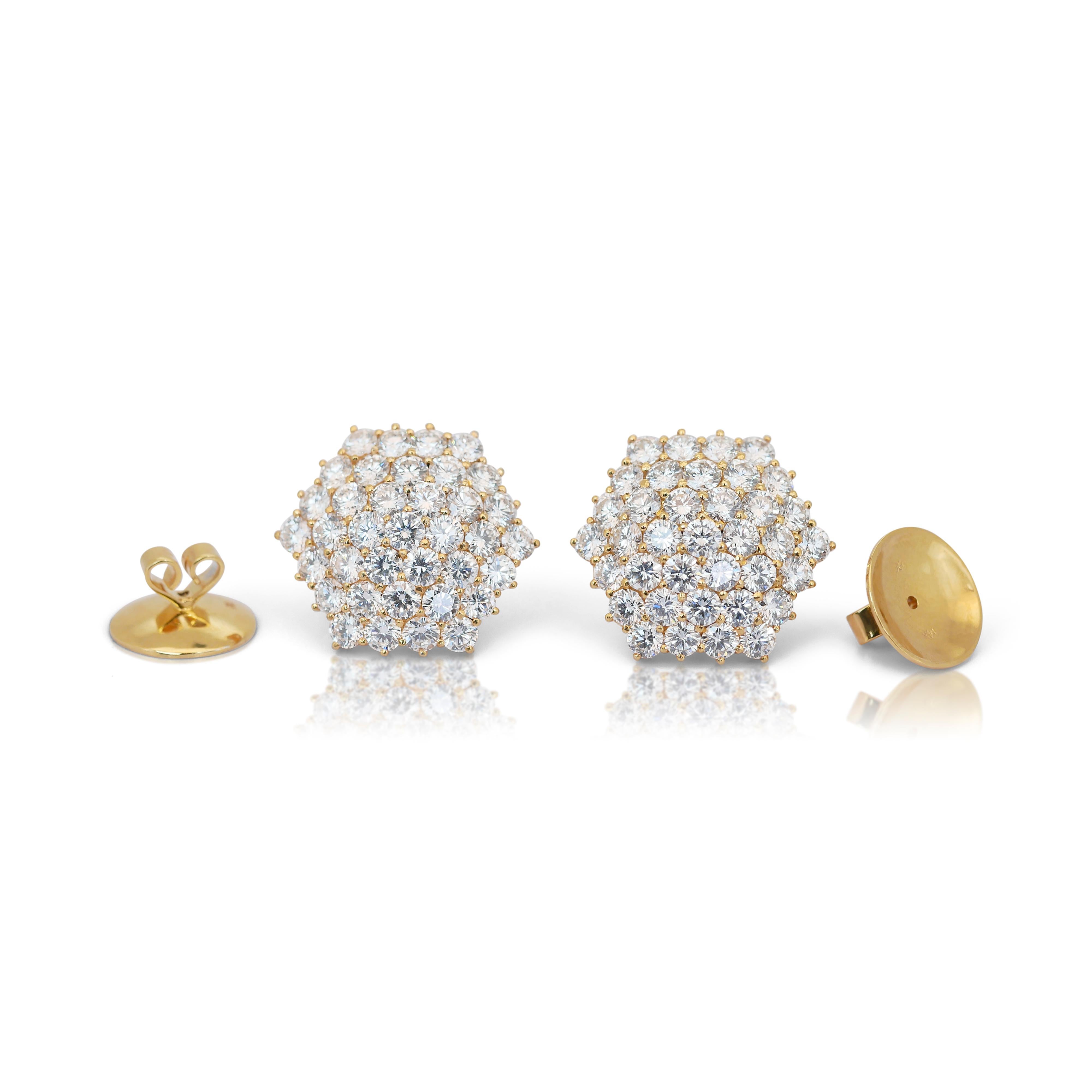 Orecchini con diamanti Luminous da 16,73 carati in oro giallo 14k - certificati IGI in vendita 2