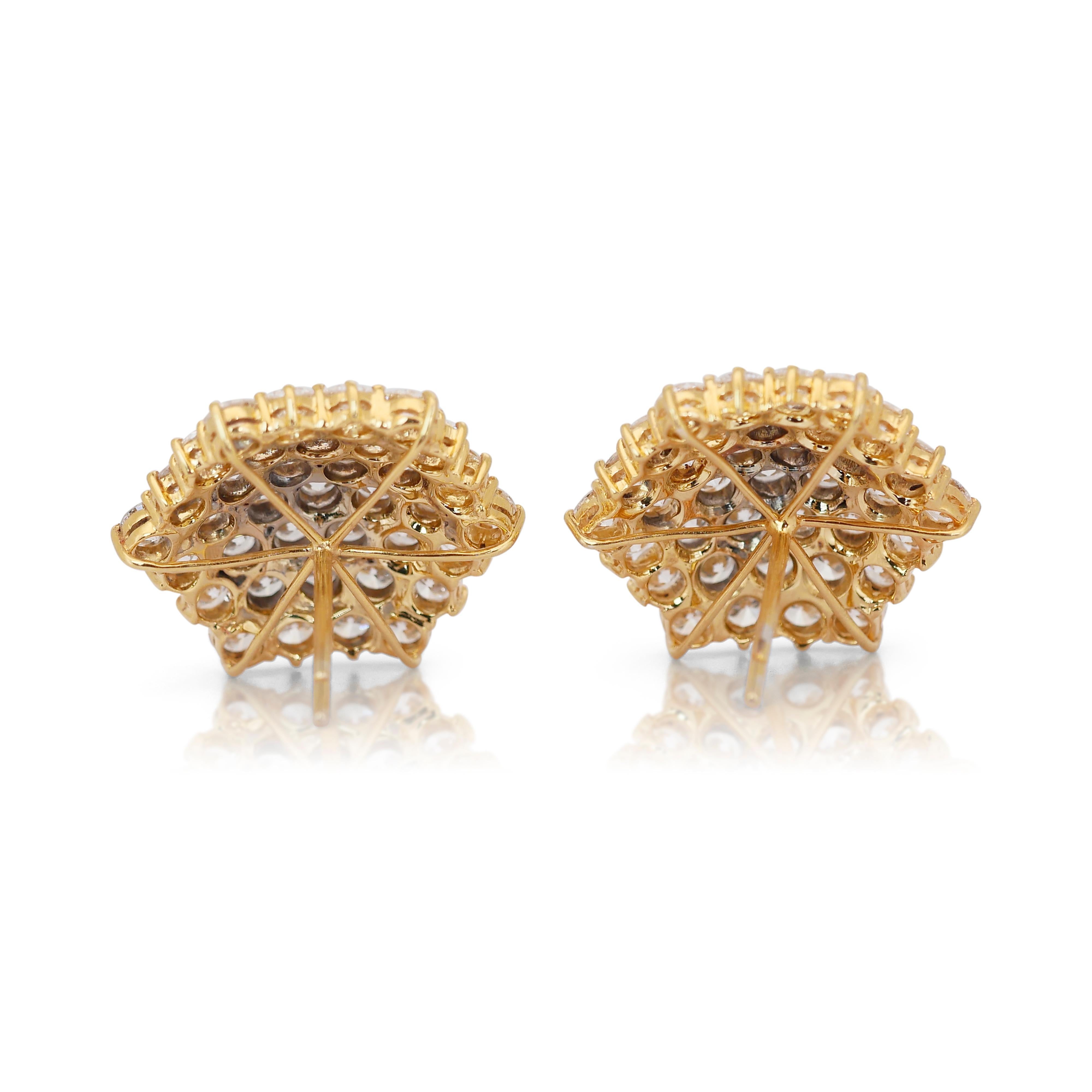 Orecchini con diamanti Luminous da 16,73 carati in oro giallo 14k - certificati IGI in vendita 3