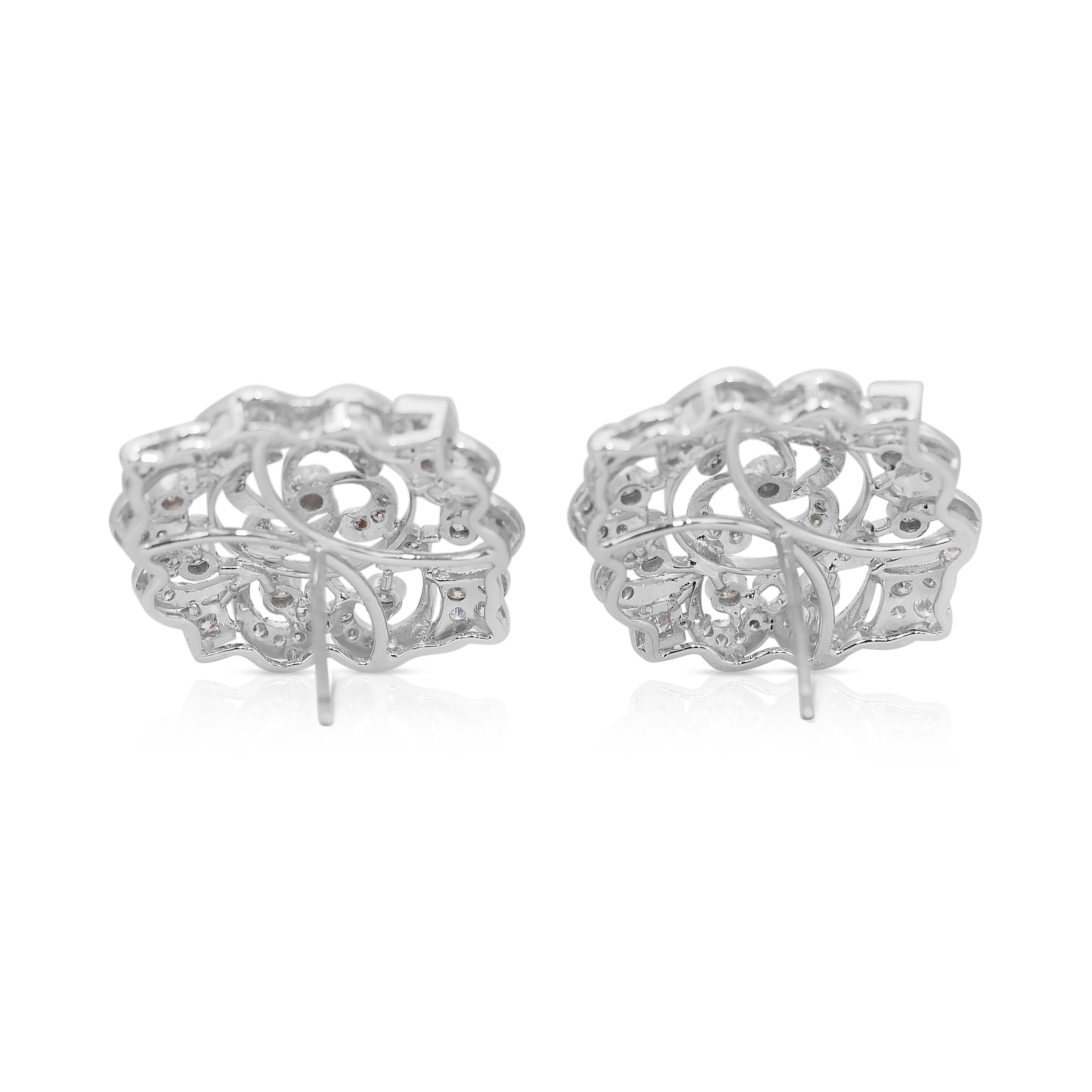 Orecchini con diamanti Luminous da 1,73 carati in oro bianco 14 carati - certificati IGI in vendita 2