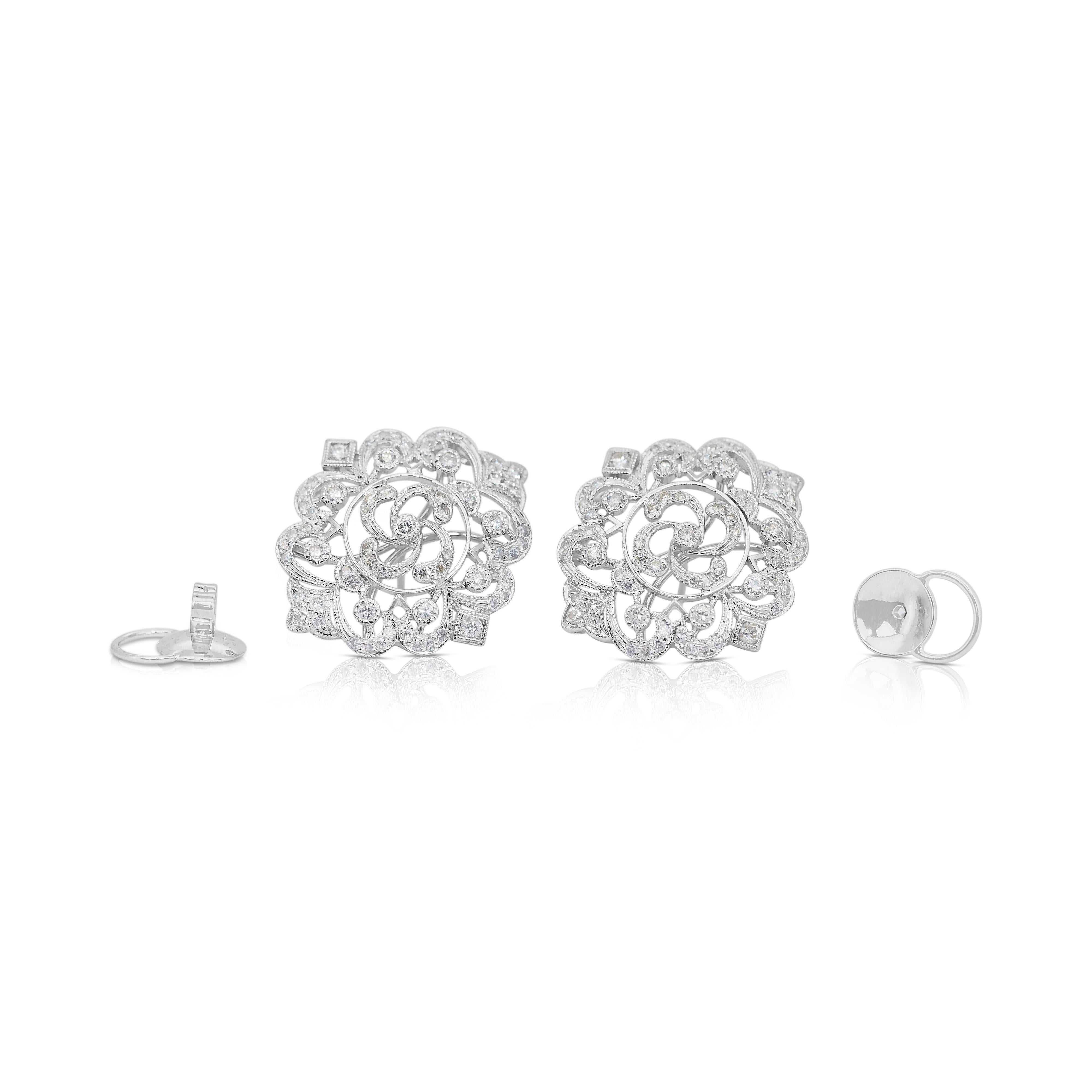 Orecchini con diamanti Luminous da 1,73 carati in oro bianco 14 carati - certificati IGI in vendita 3