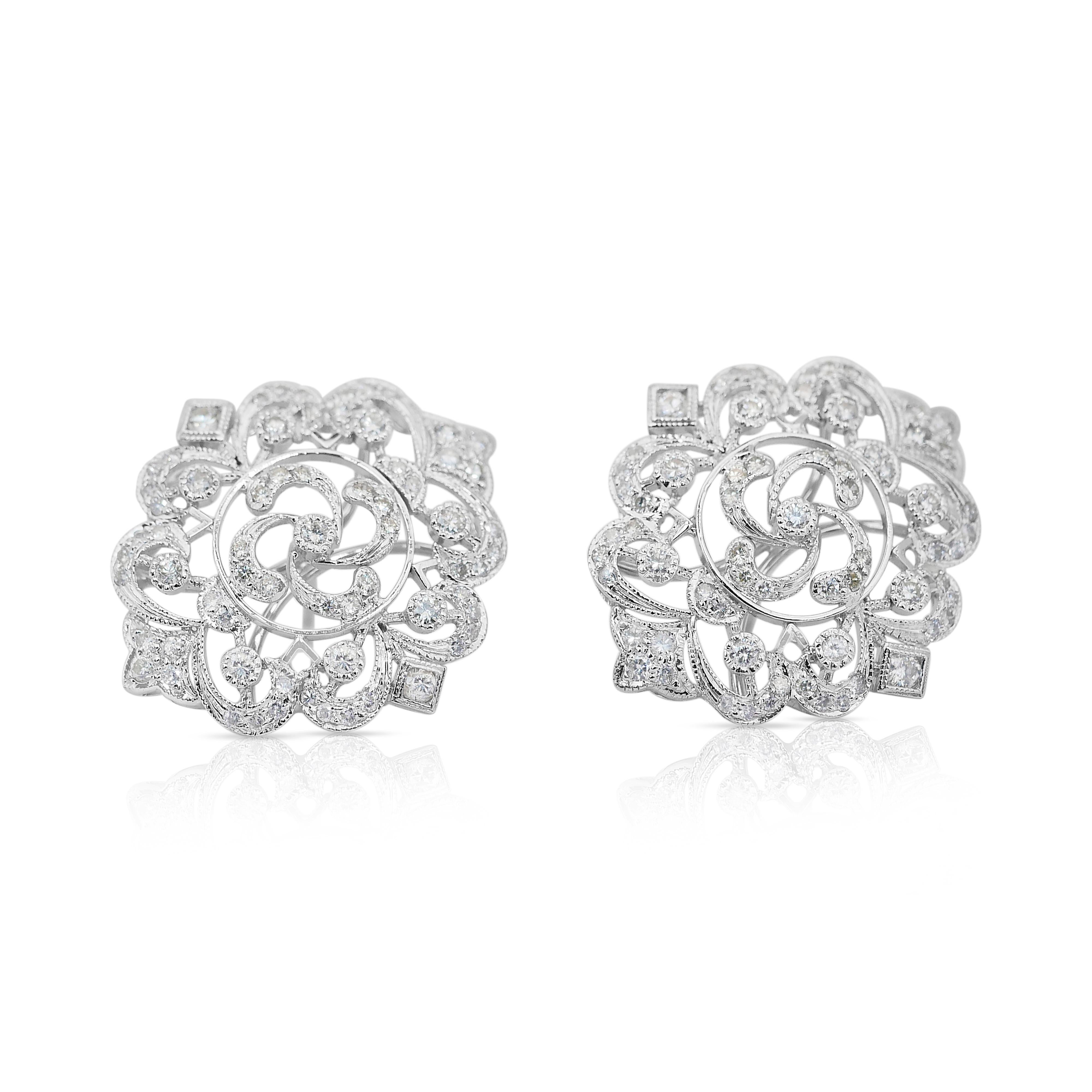 Luminous 1.73ct Diamond Earrings in 14k White Gold - IGI Certified