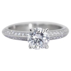 Luminous 1.75ct Triple Excellent Ideal Cut Diamonds Pave Ring in 18k White Gold