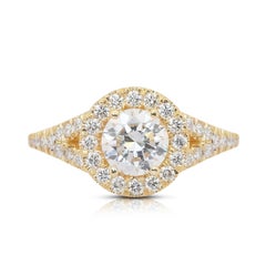 Luminous 1.80ct Diamonds Halo Ring in 18k Yellow Gold - IGI Certified