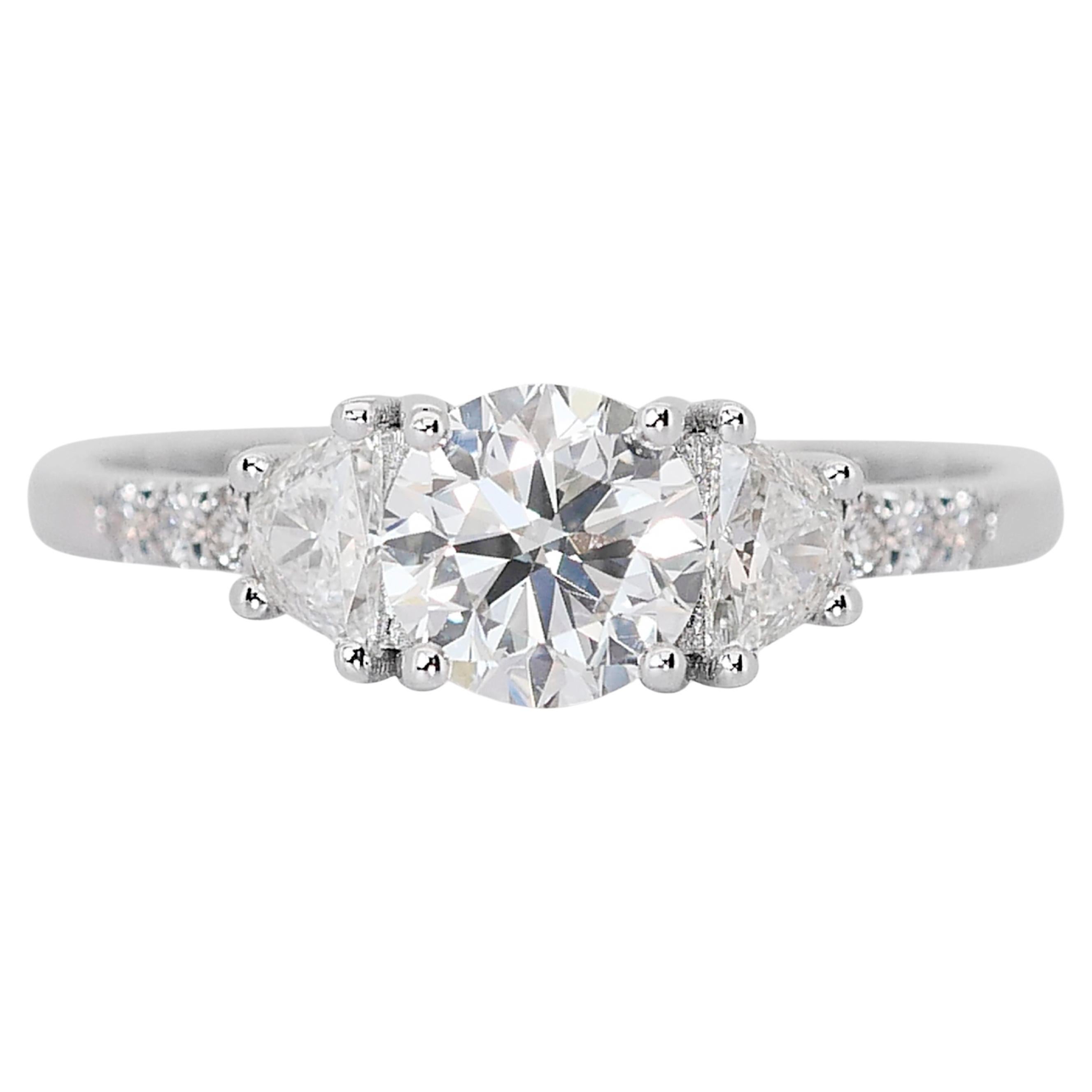 Luminous 18k White Gold Diamond Pave Ring w/2.00 ct - IGI Certified For Sale