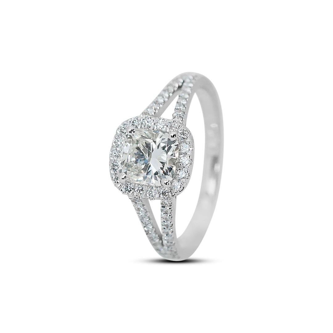 Brilliant Cut Luminous 18K White Gold Ideal Cut Infinity Natural Diamond Ring w/1.82ct- IGI