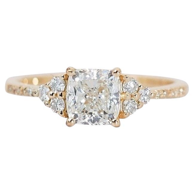 Luminous 1.98ct Diamonds Pave Ring in 18k Yellow Gold - GIA Certified For Sale