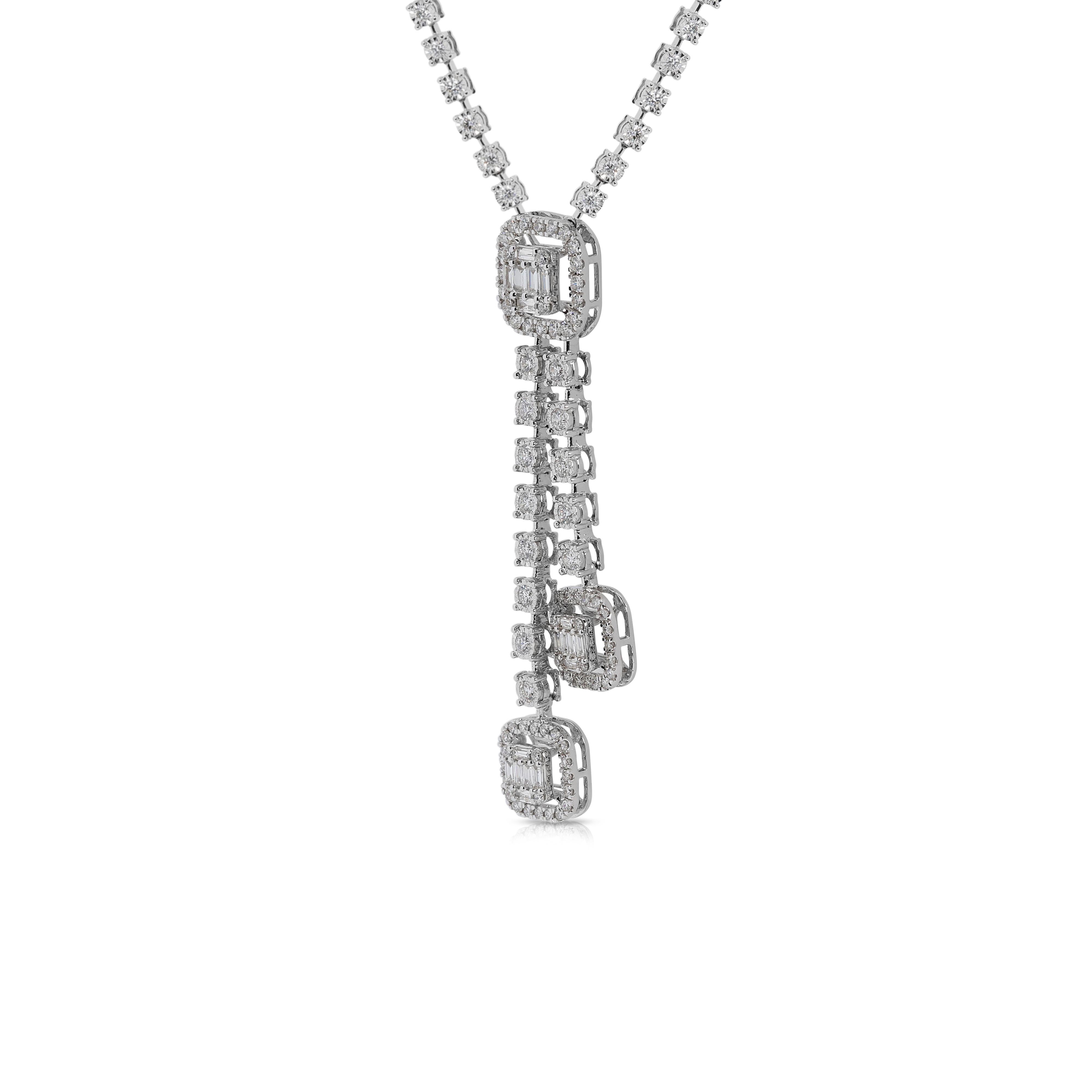 Luminous 2 Karat 11 Points Natürliche Diamant-Halskette aus 18 Karat Weißgold Damen im Angebot