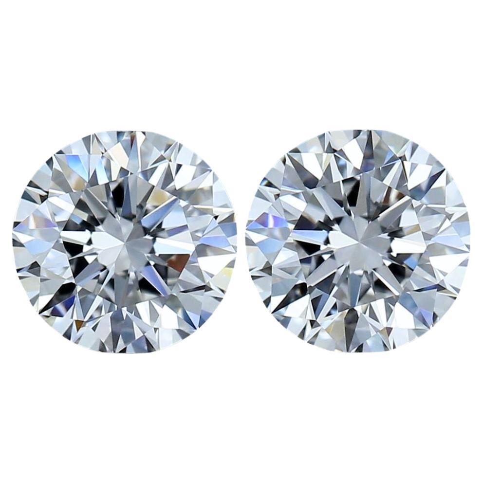 Luminous 2 pcs Ideal Cut Natural Diamonds w/2.00 ct - GIA Certified 